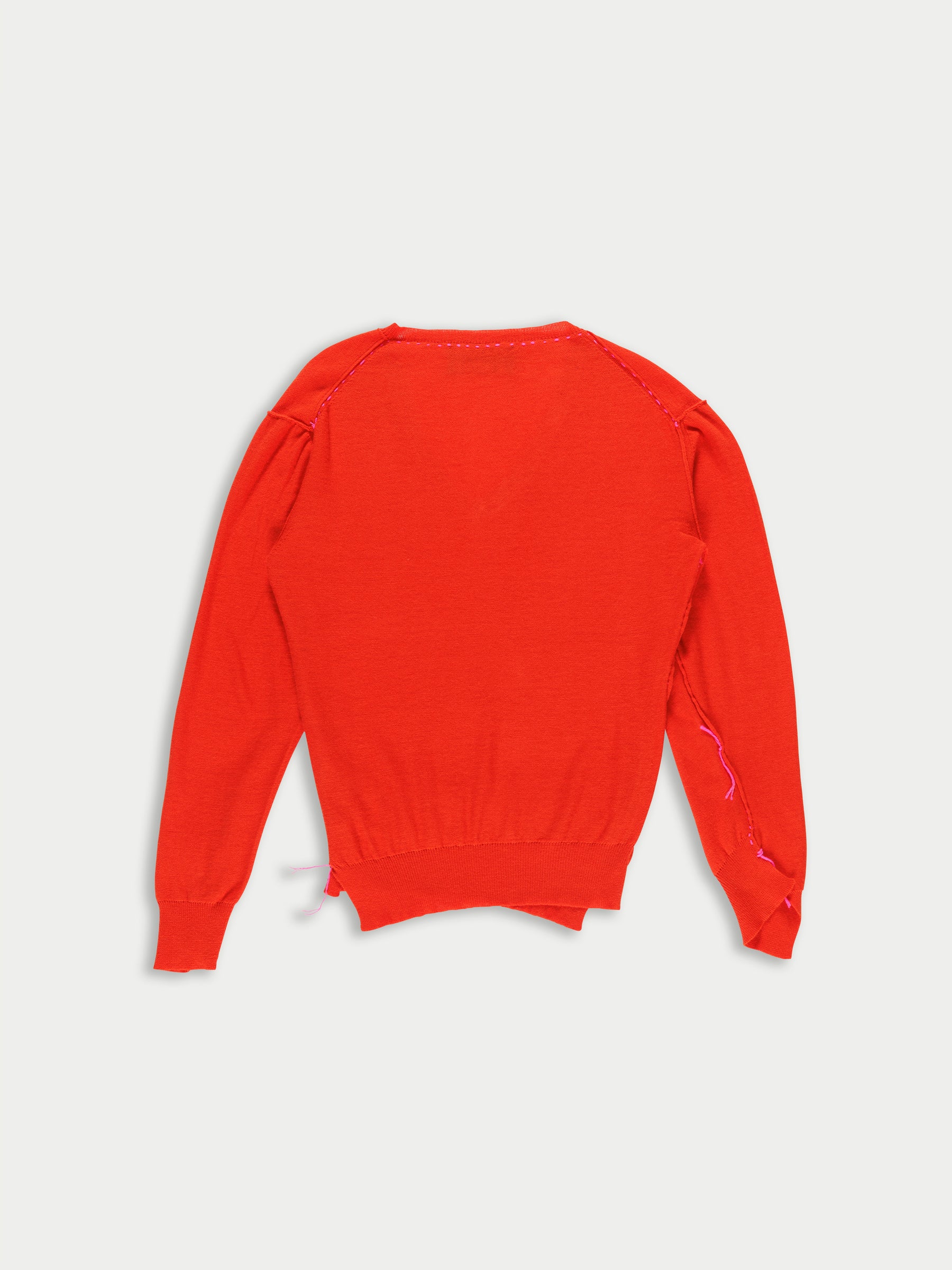 ROBBIE Irregular V-neck Sweater - Red