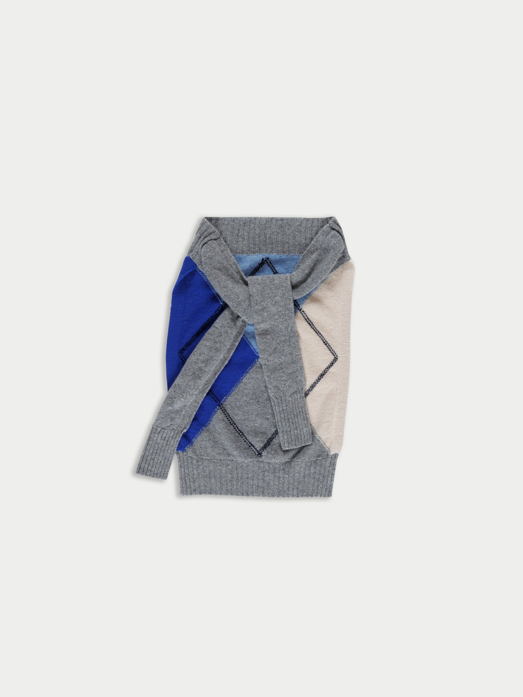 ROSE ARGYLE Argyle Sweater Scarf - Light Blue