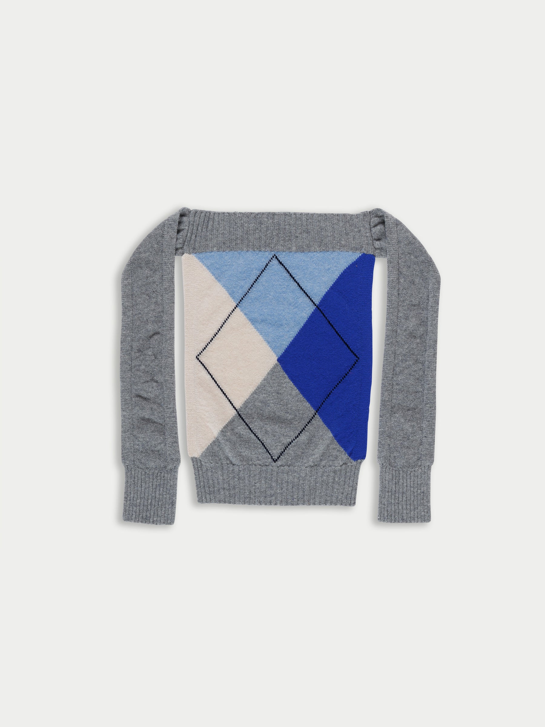 ROSE ARGYLE Argyle Sweater Scarf - Light Blue