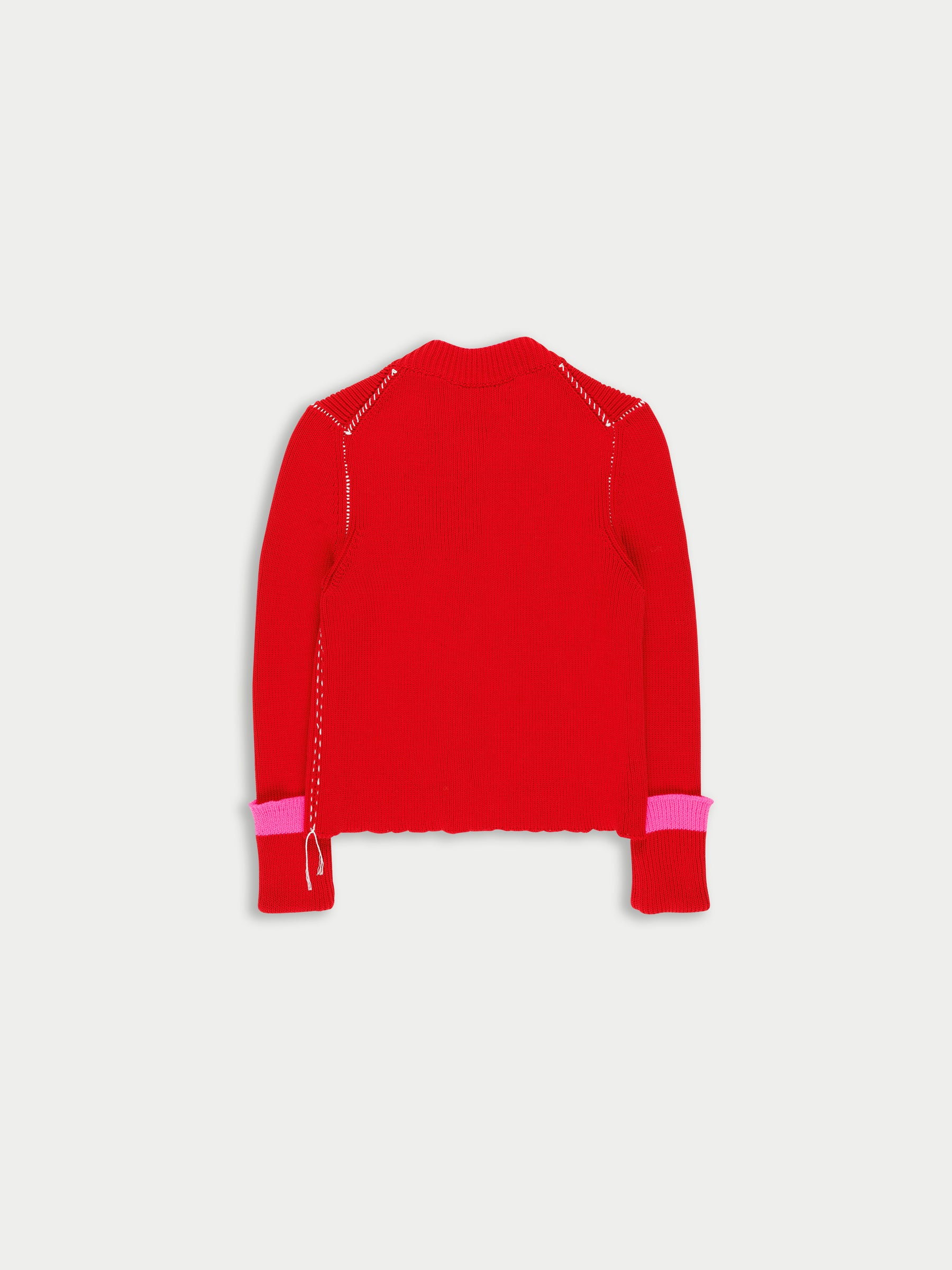 ROSEMARY Shrunken Fit Ribbed Cardigan - Red