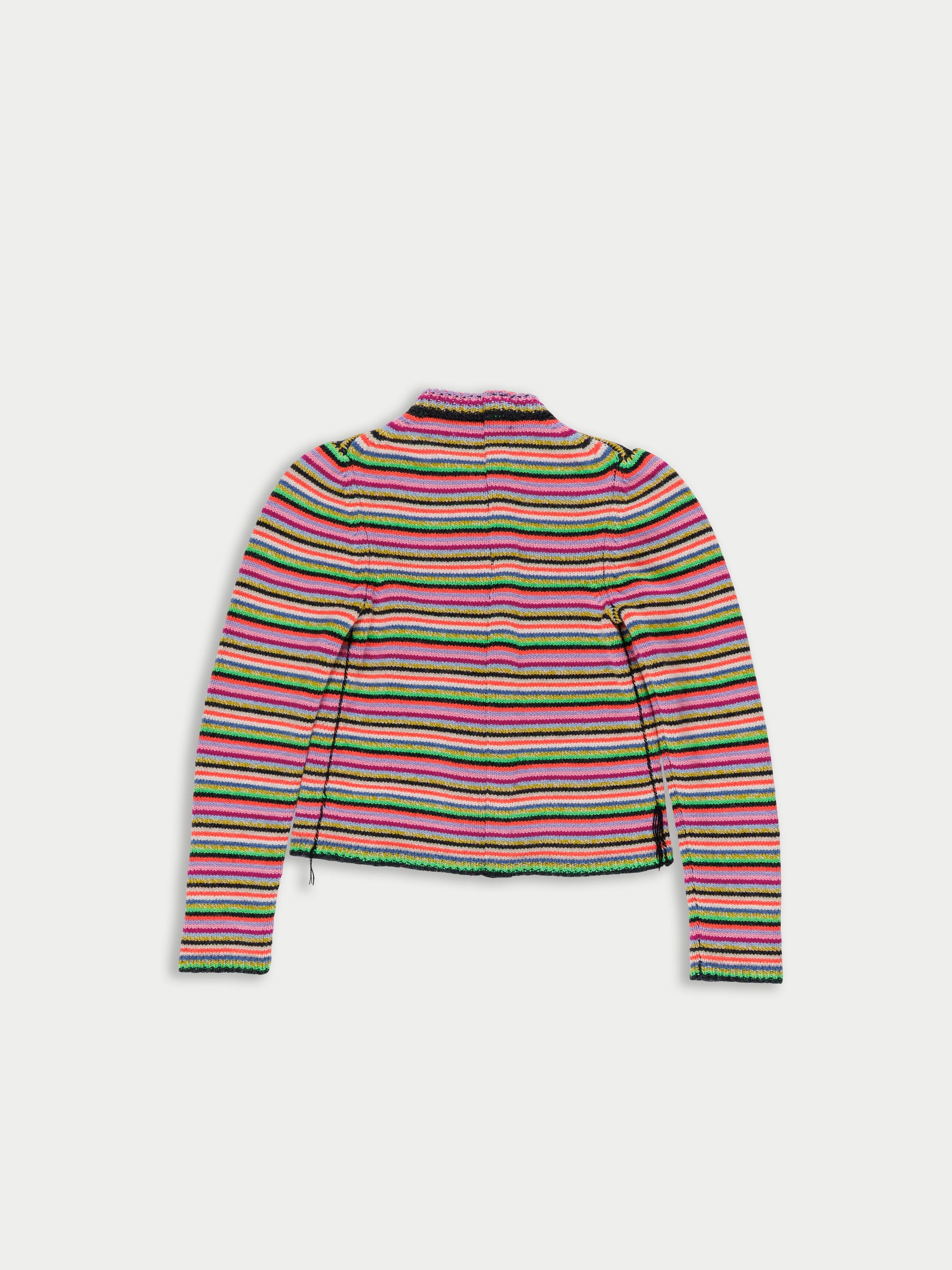 ROSEMARY STRIPE Shrunken Fit Multicolour Striped Cardigan - Multico