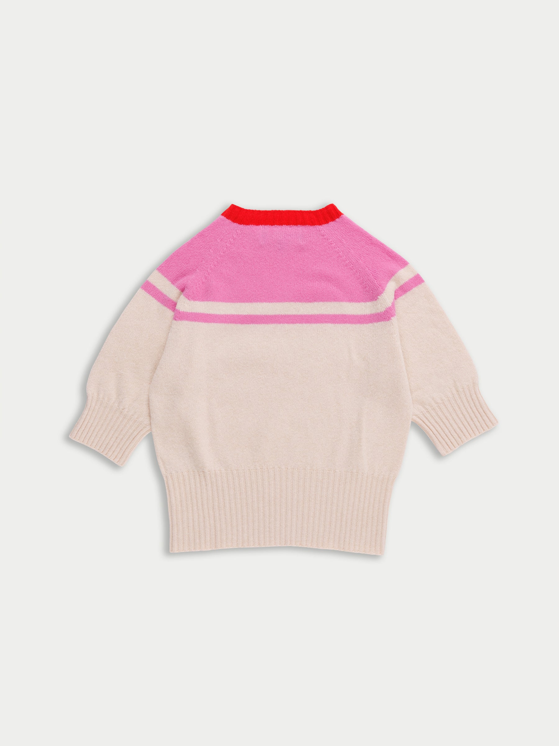 ADY 3/4 Sleeve Sweater - Ecru / Pink / Red