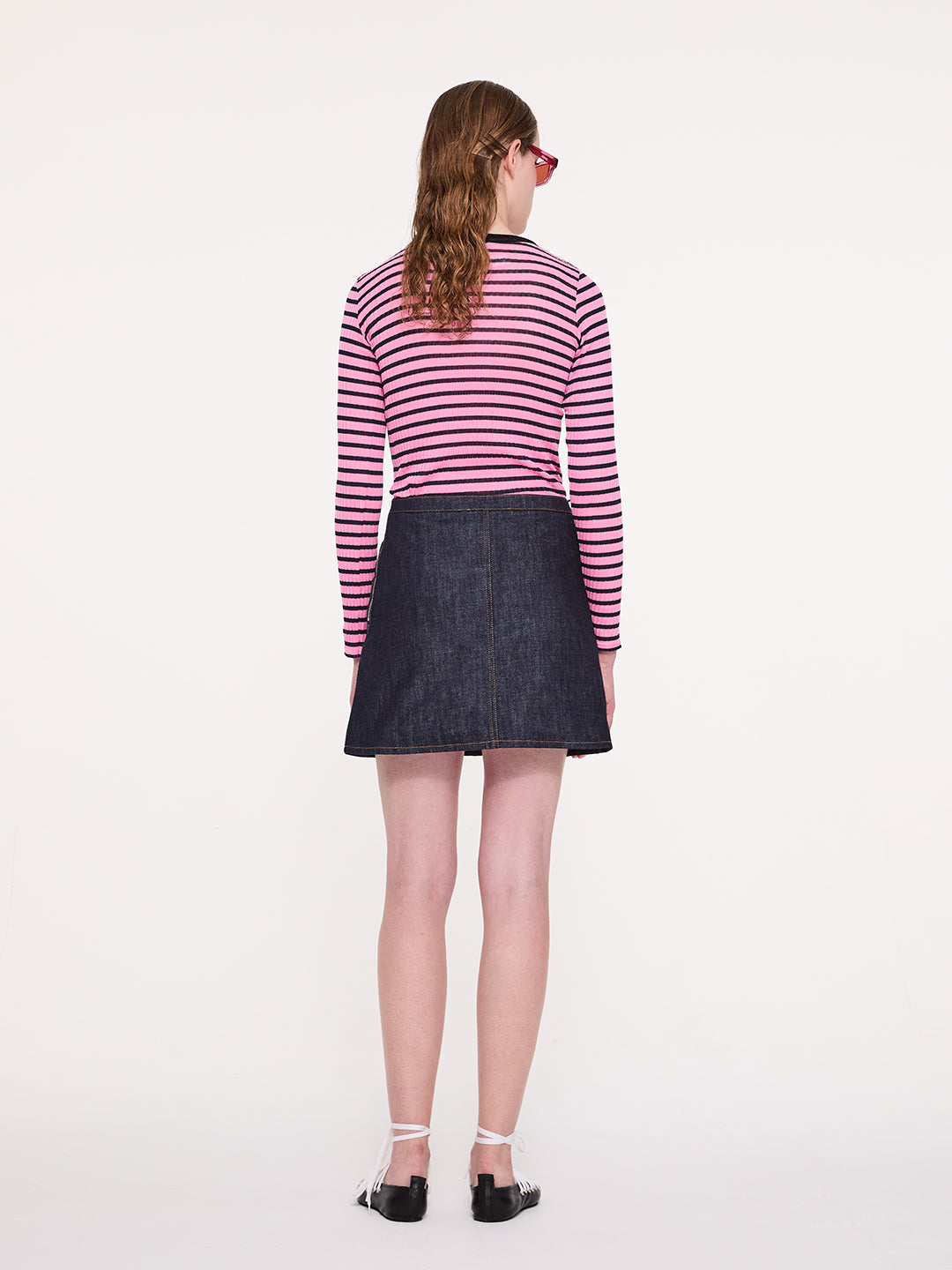 JACKIE RAYE Fine Weight Ribbed Top - Pink / Navy / Black