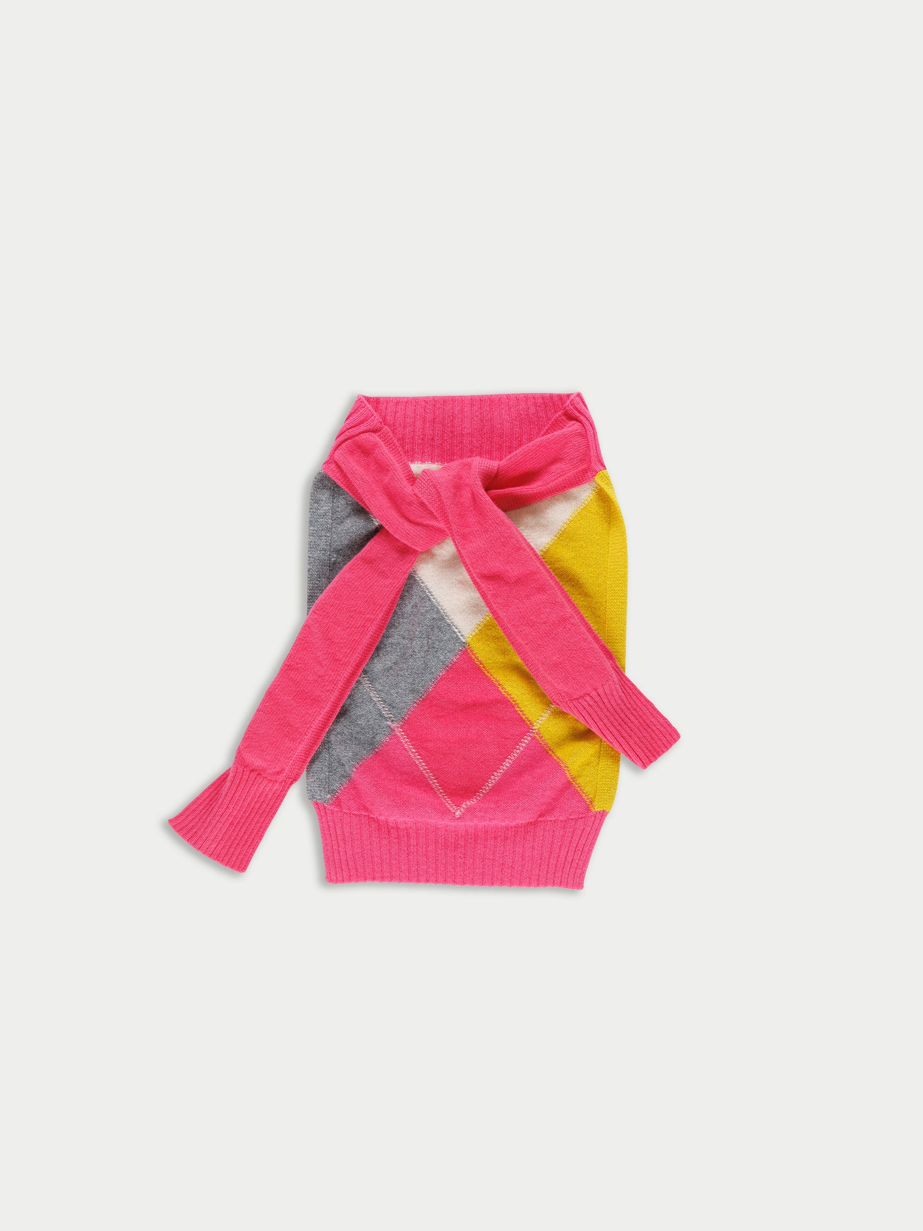 ROSE ARGYLE Argyle Sweater Scarf - Pink