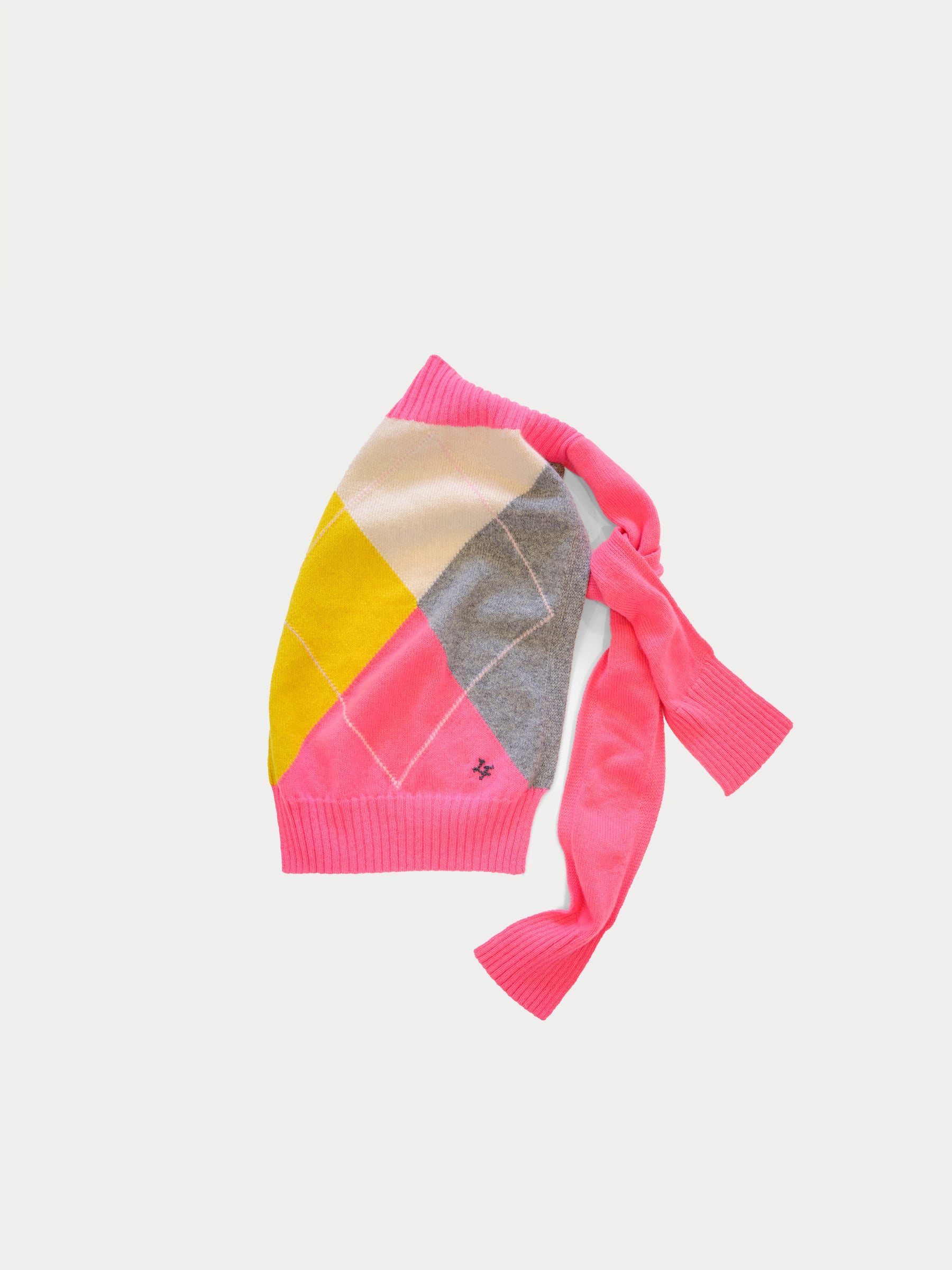 ROSE ARGYLE Argyle Sweater Scarf - Pink