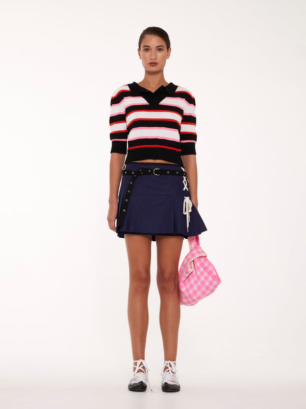 BEE Gingham Knitted Bag - Neon Pink