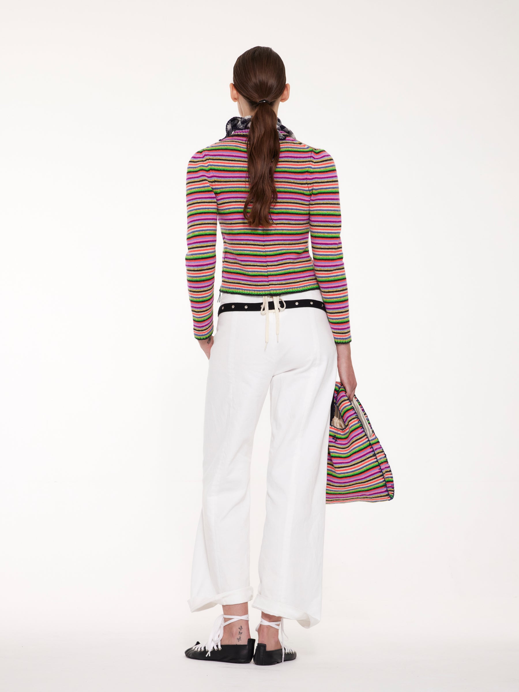 ROSEMARY STRIPE Shrunken Fit Multicolour Striped Cardigan - Multico