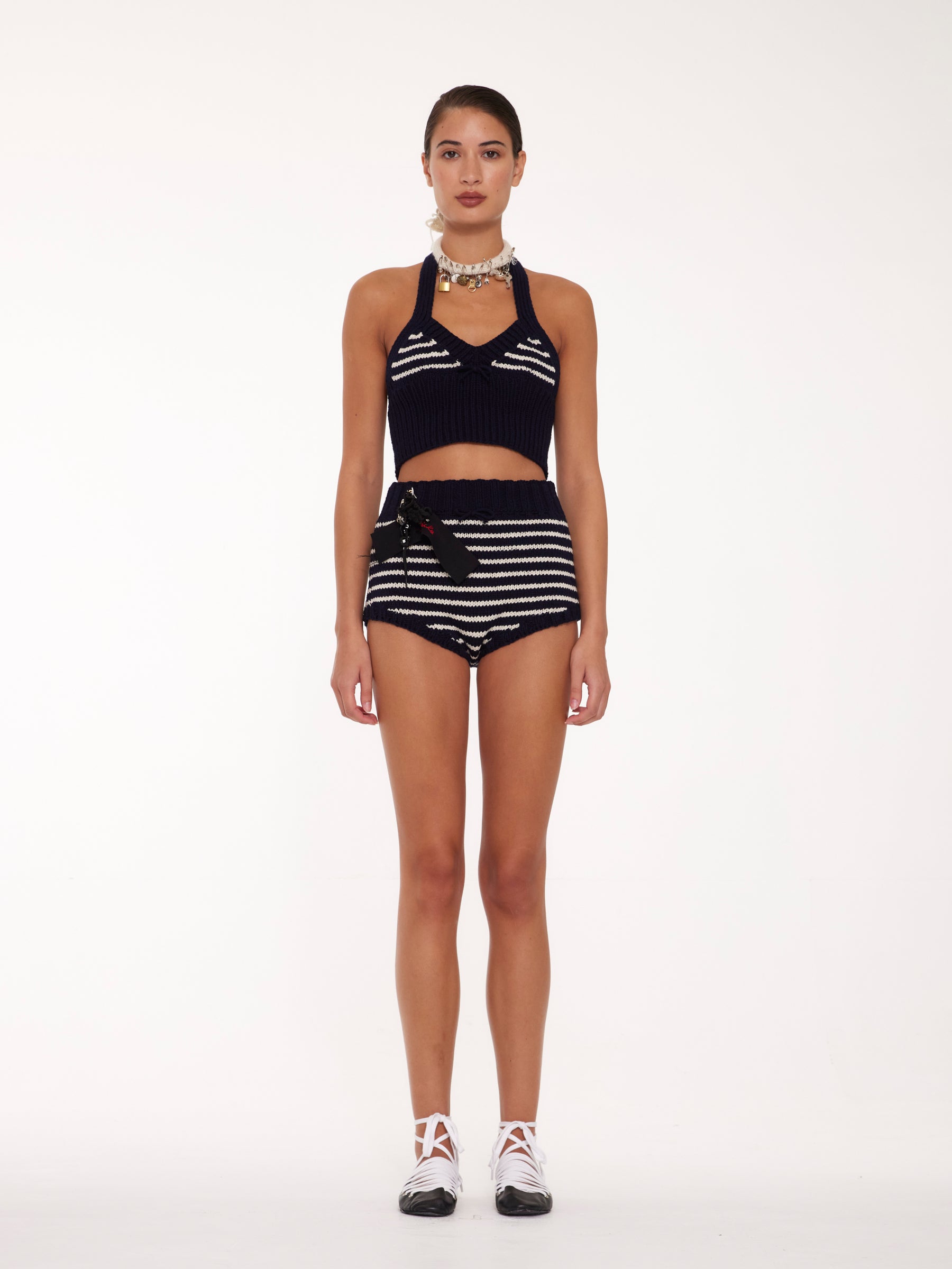 EDIE Striped Pants - Navy / Ecru