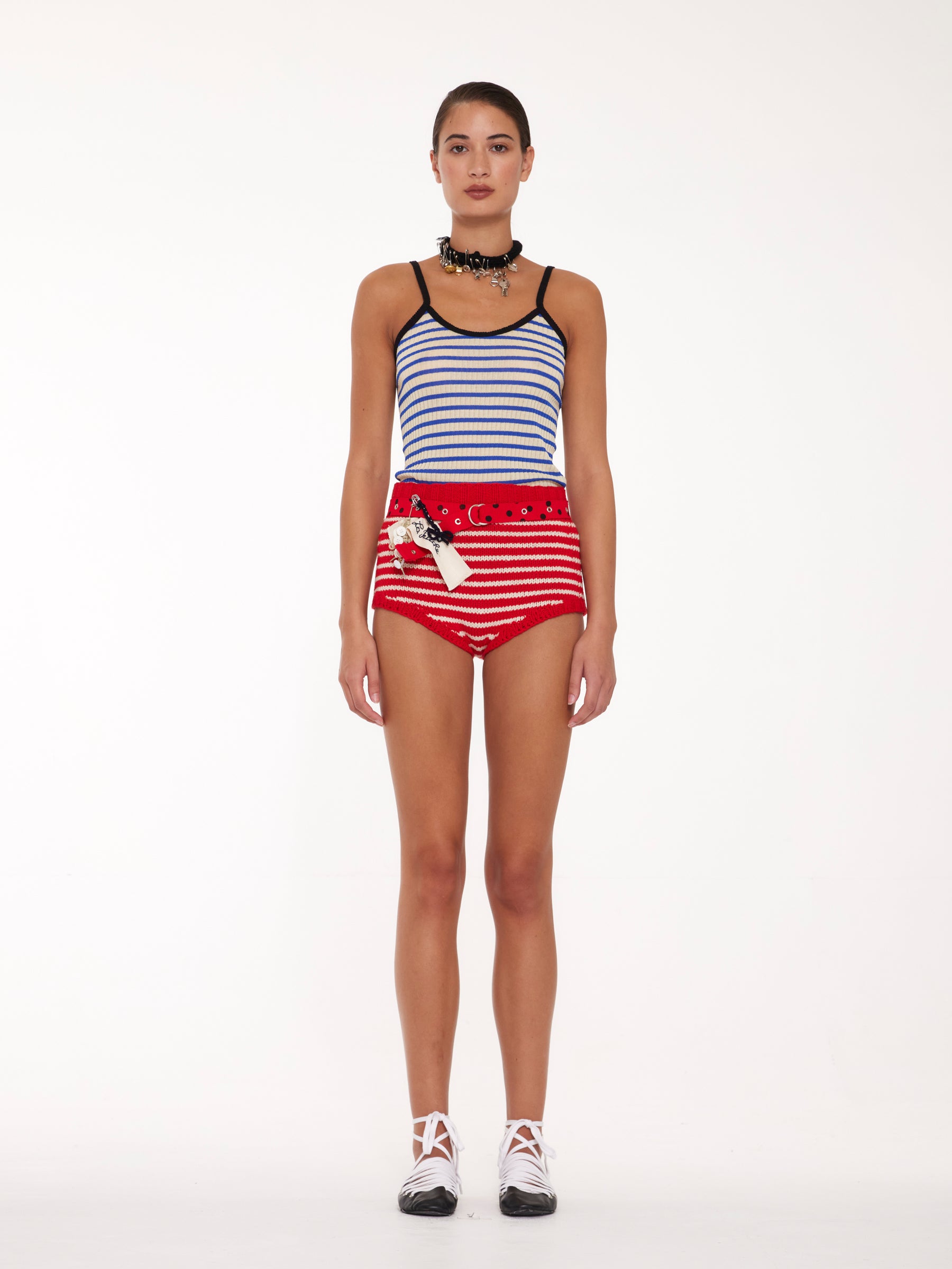 EDIE Striped Pants - Red / Ecru