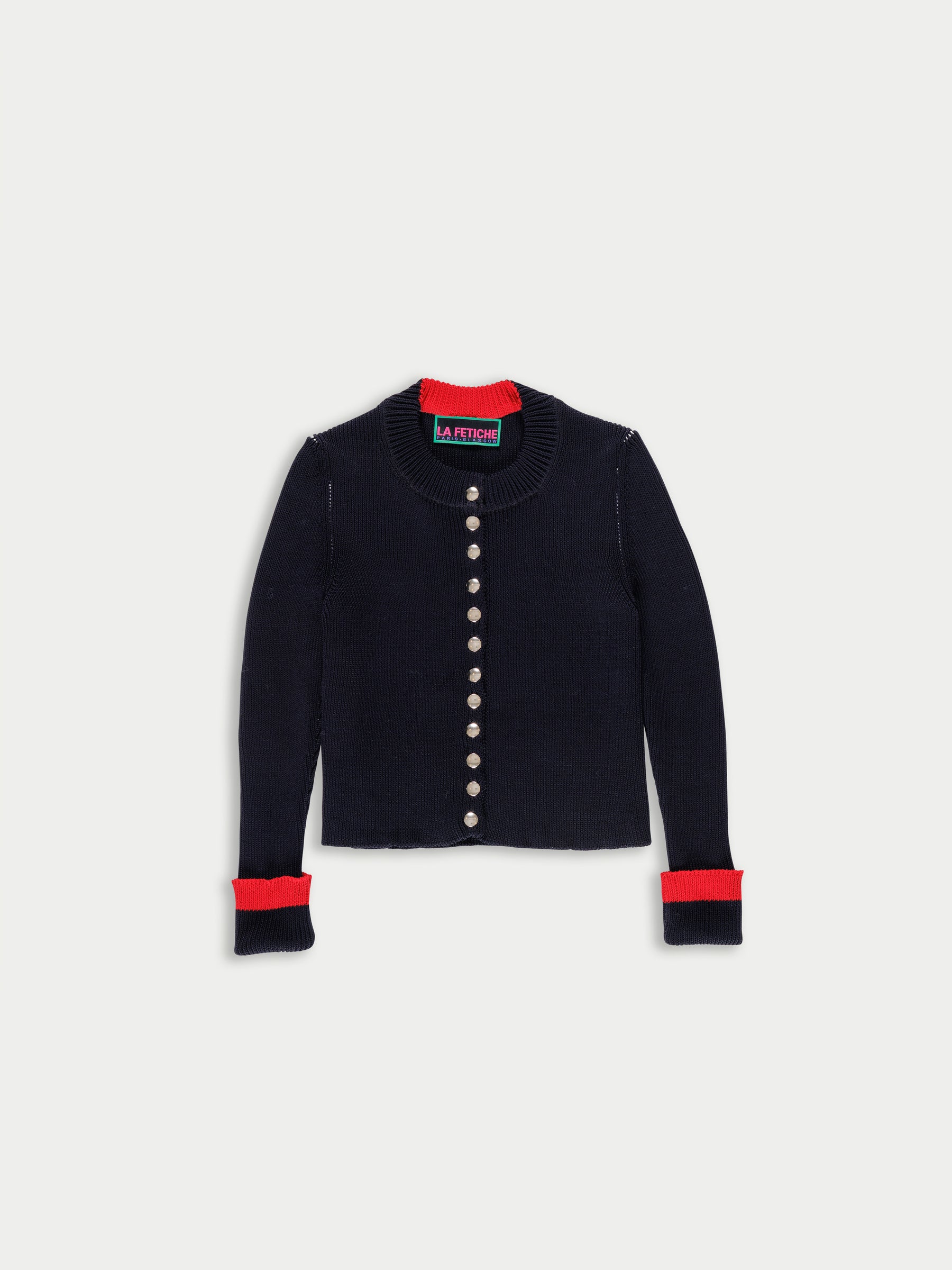 ROSEMARY Shrunken Fit Ribbed Cardigan - Navy