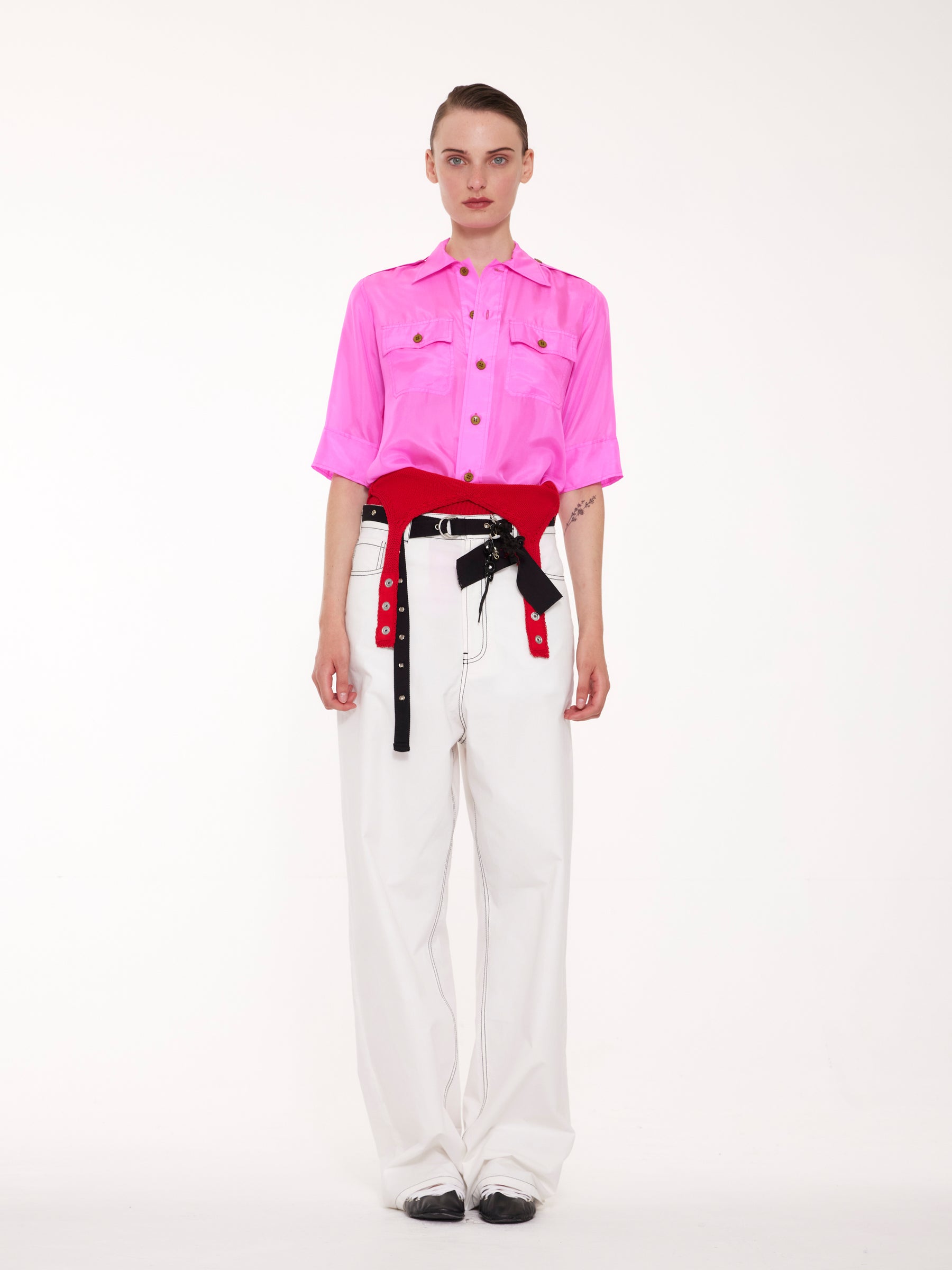 ALICE Silk Utility Shirt - Pink