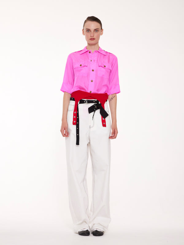 ALICE Silk Utility Shirt - Pink