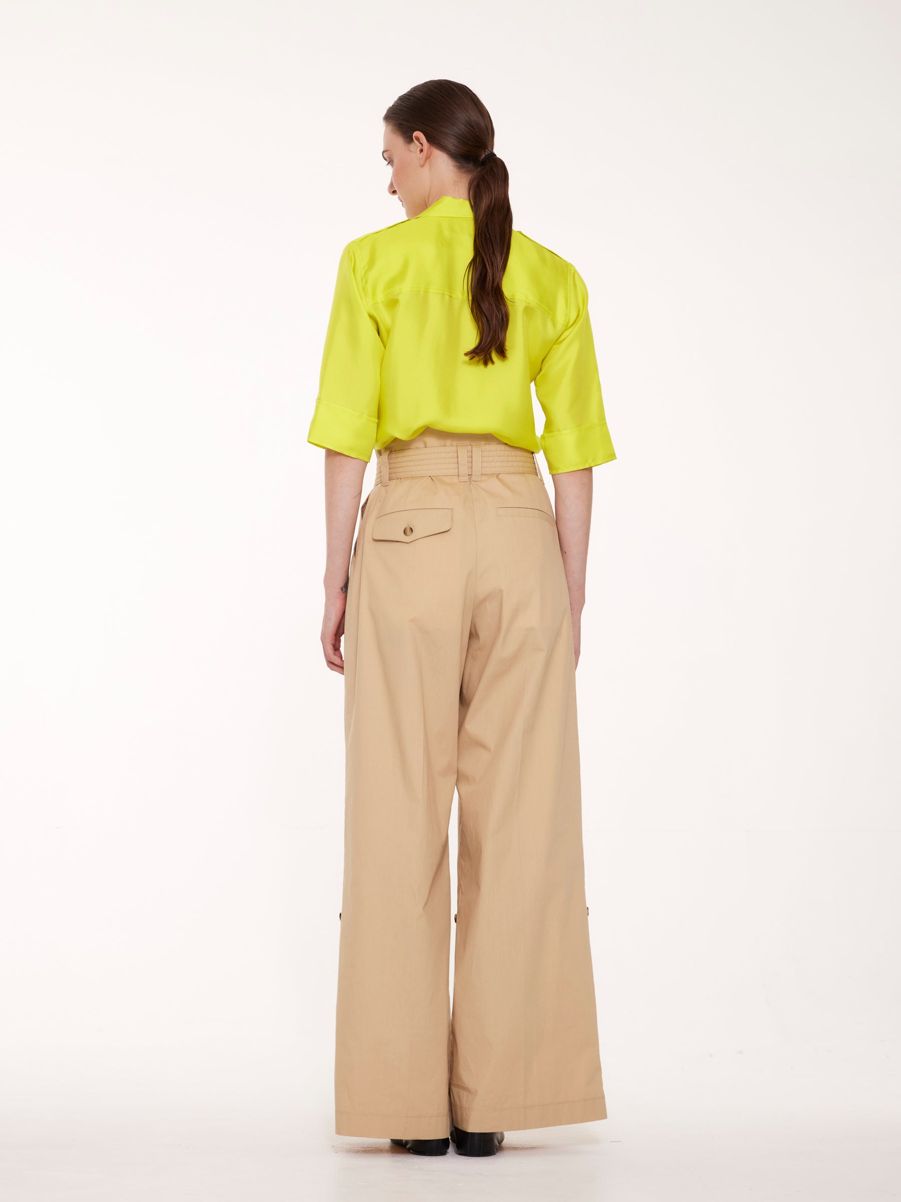 ALICE Silk Utility Shirt - Neon Yellow