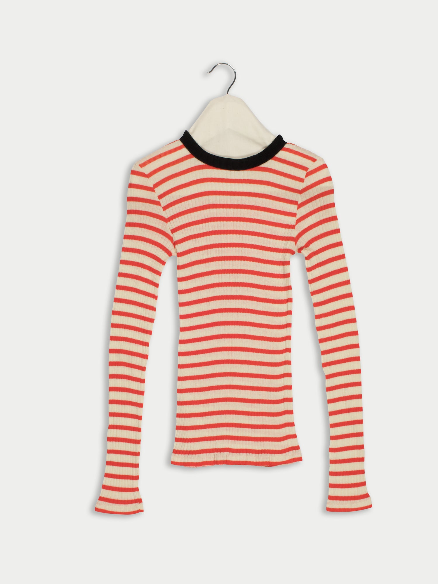 JACKIE RAYE Fine Weight Ribbed Top - Poppy / Ecru