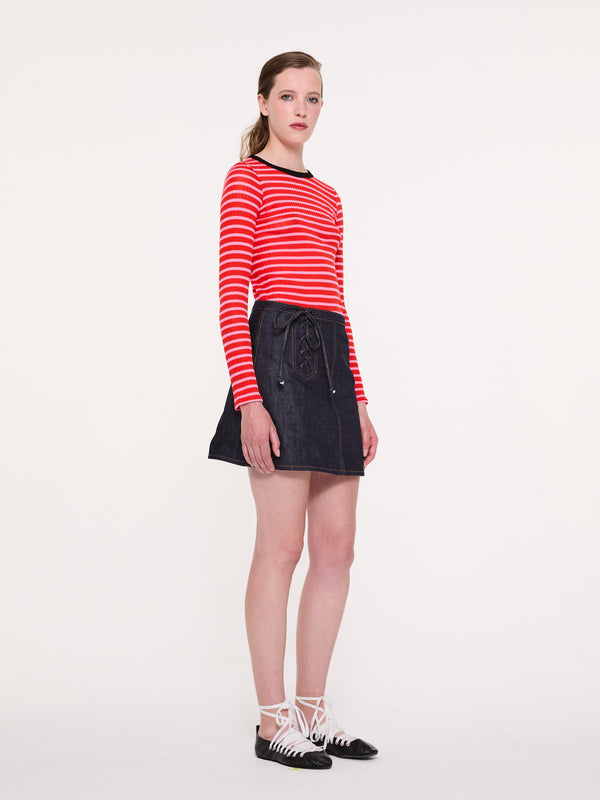 JACKIE RAYE Fine Weight Ribbed Top - Red / Pink / Black