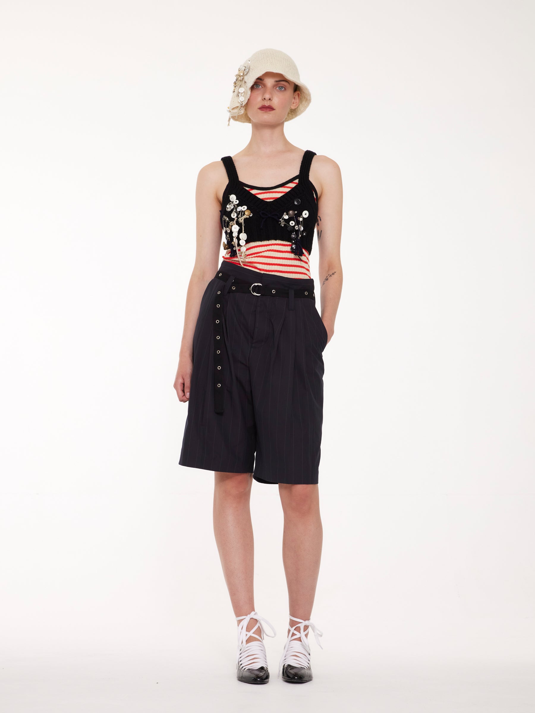 JACK Pinstriped Tailored Shorts - Navy Pinstripes