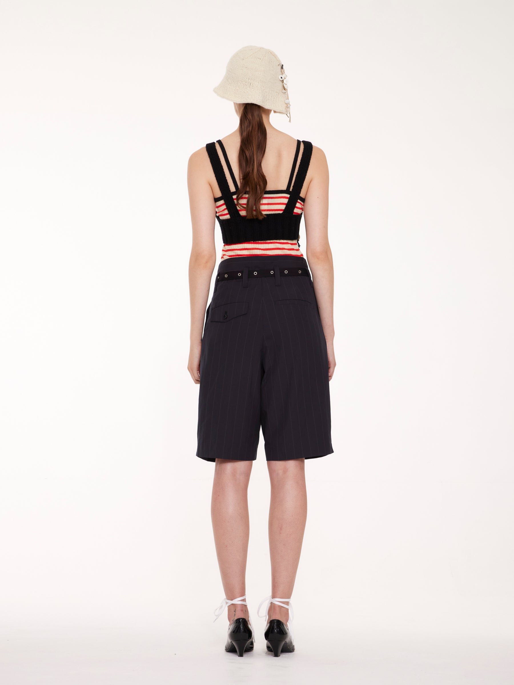 JACK Pinstriped Tailored Shorts - Navy Pinstripes