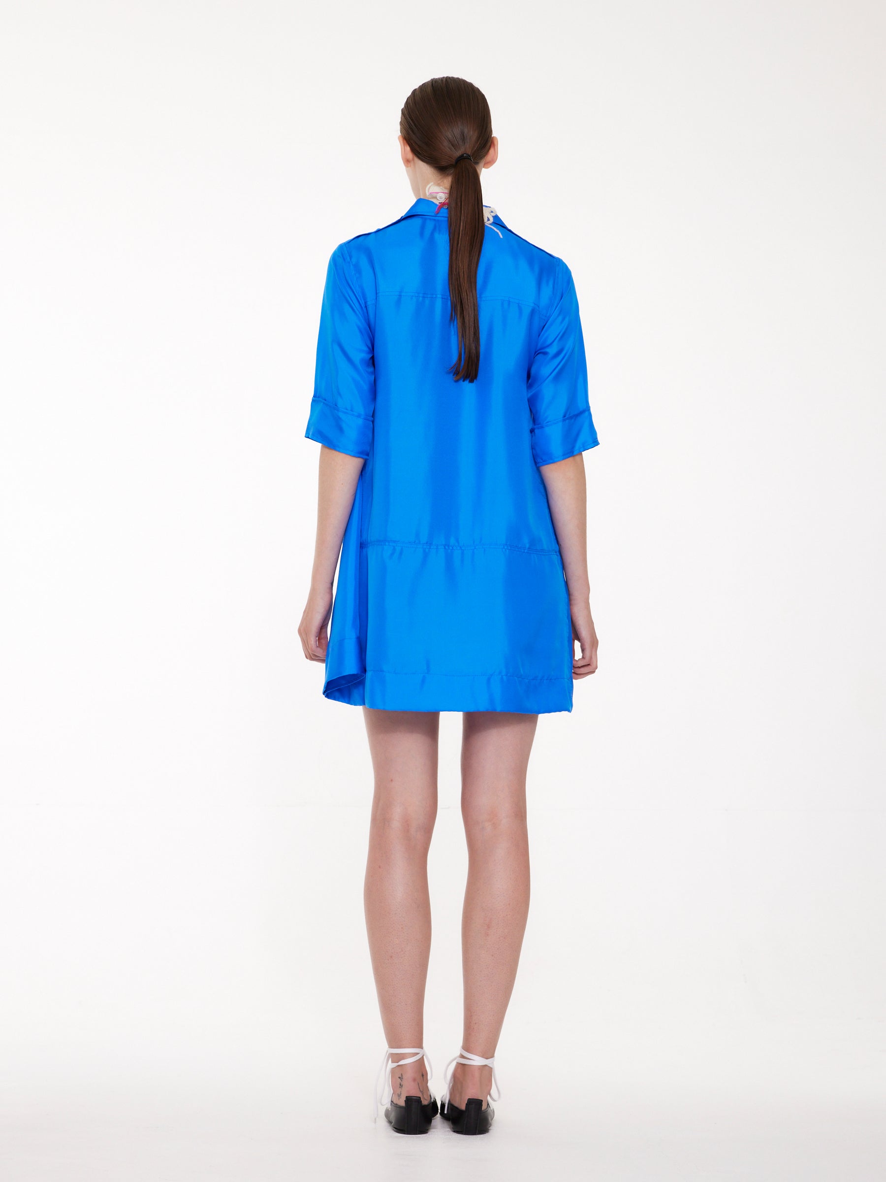 ALICIA Silk Utility Mini Dress - Electric Blue