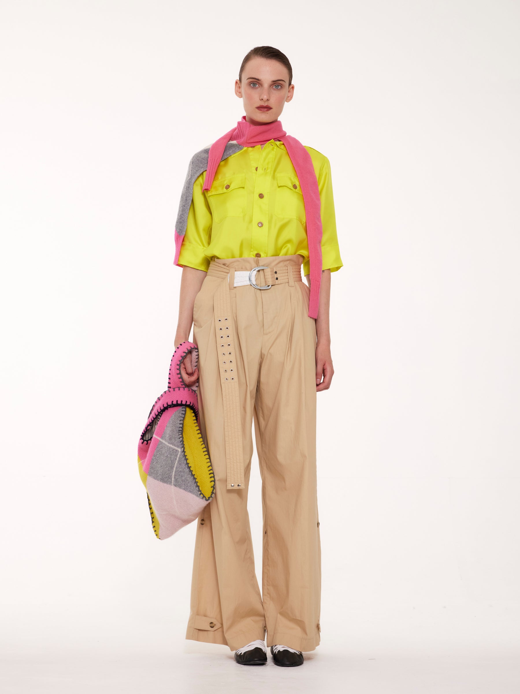 BEE X Argyle Knitted Bag - Pink / Grey / Yellow / Light Pink