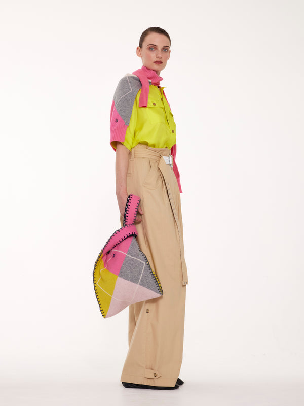 BEE X Argyle Knitted Bag - Pink / Grey / Yellow / Light Pink