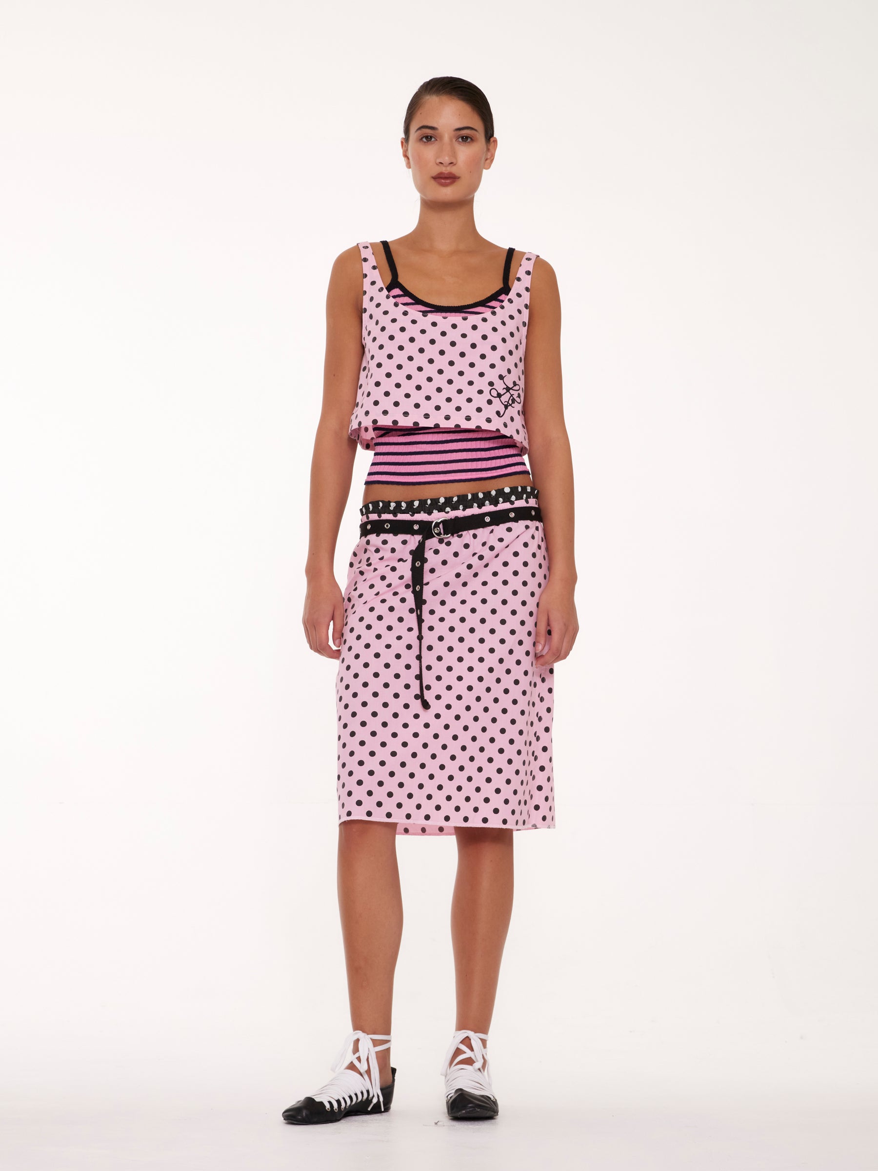 CHLOE Lingerie Styled Top - Light Pink / Black