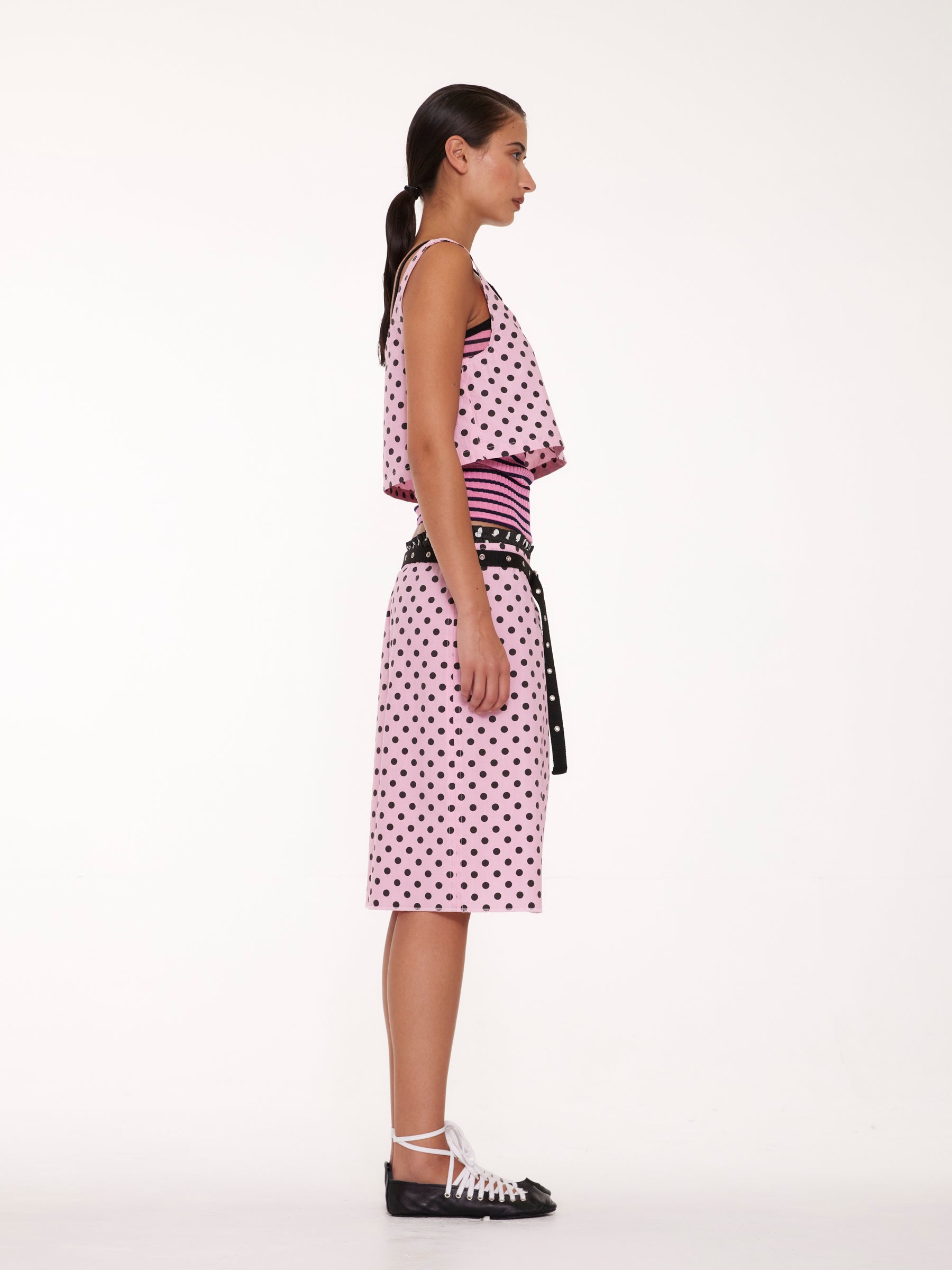 CHLOE Lingerie Styled Top - Light Pink / Black