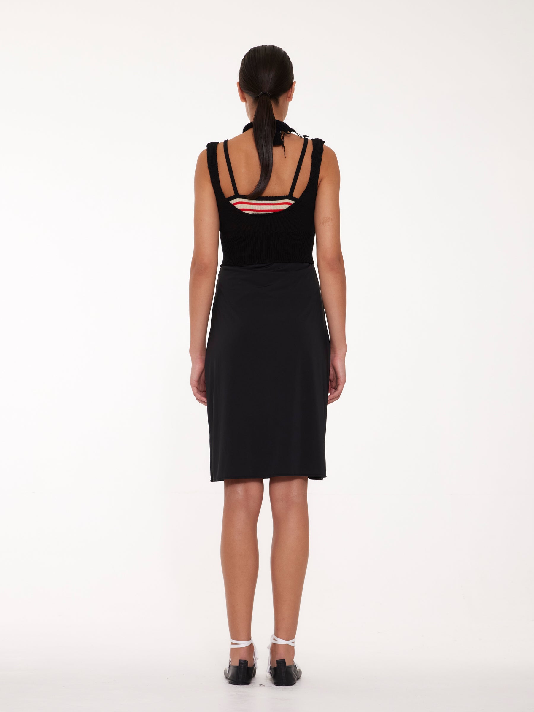 ELENI Slip Dress With Knitted Bralette - Black