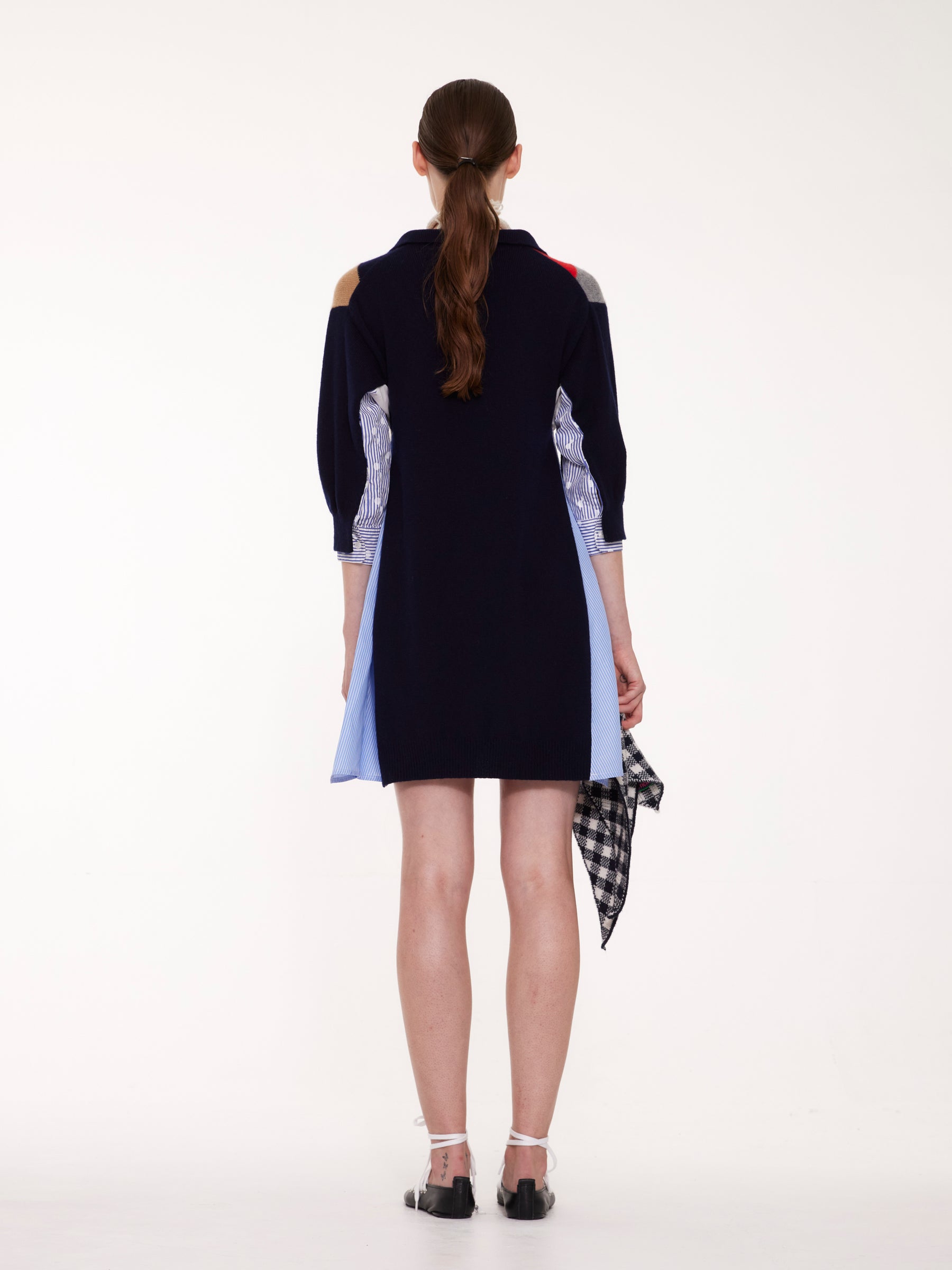 JISOO Argyle Polo Dress - Navy