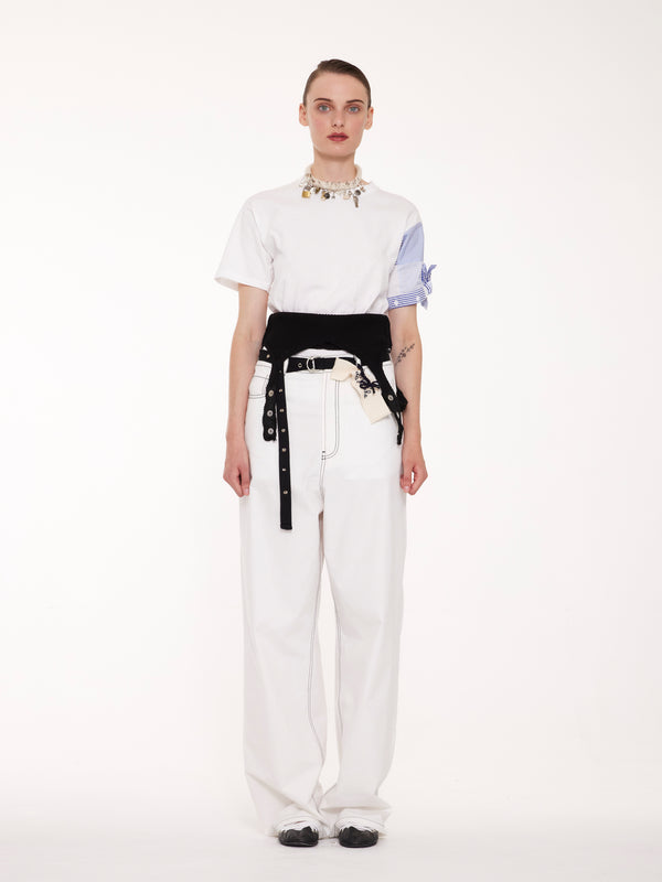 MINNIE Short Sleeve T-shirt - White / Blue Shirting