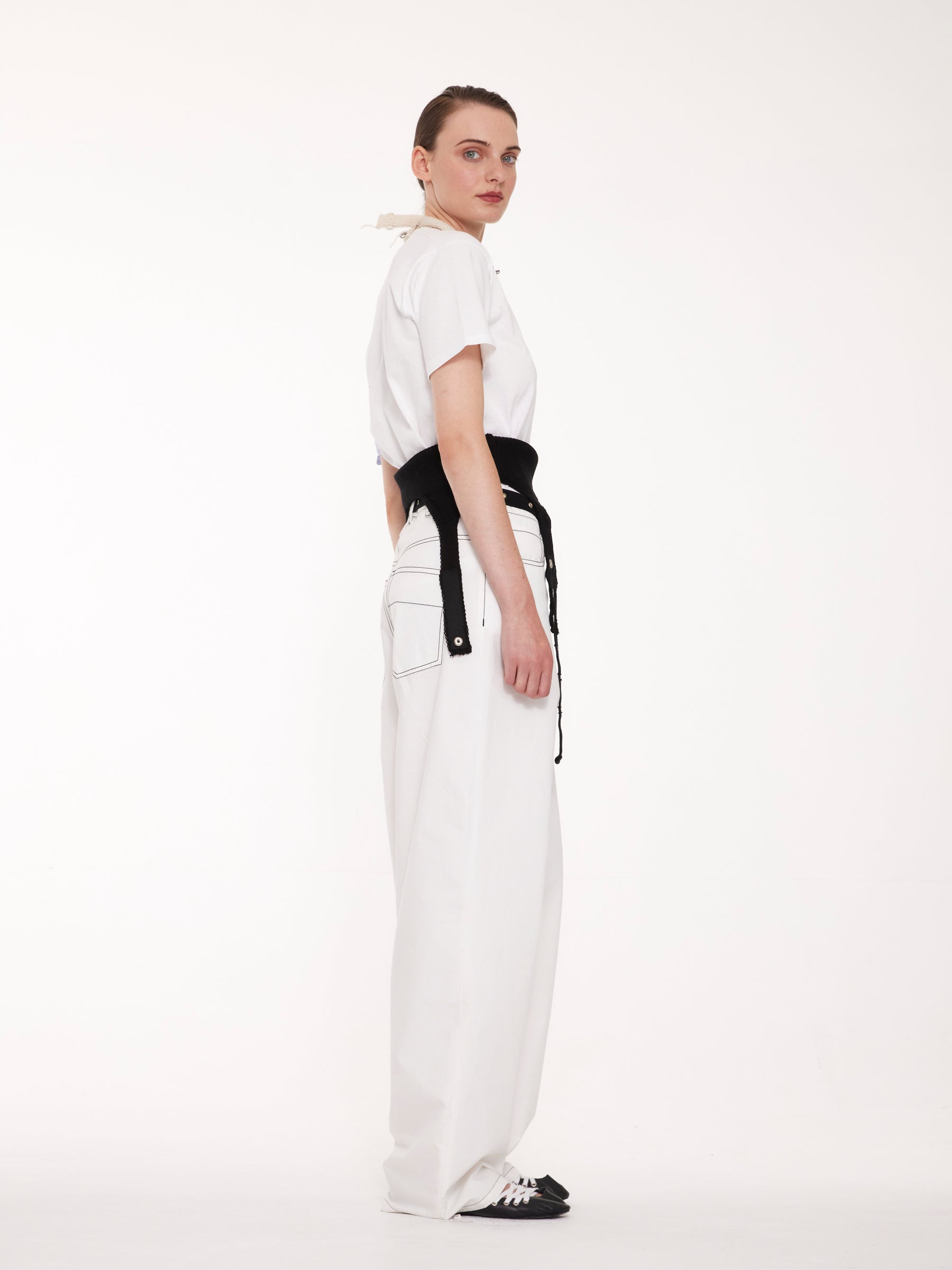 MINNIE Short Sleeve T-shirt - White / Blue Shirting