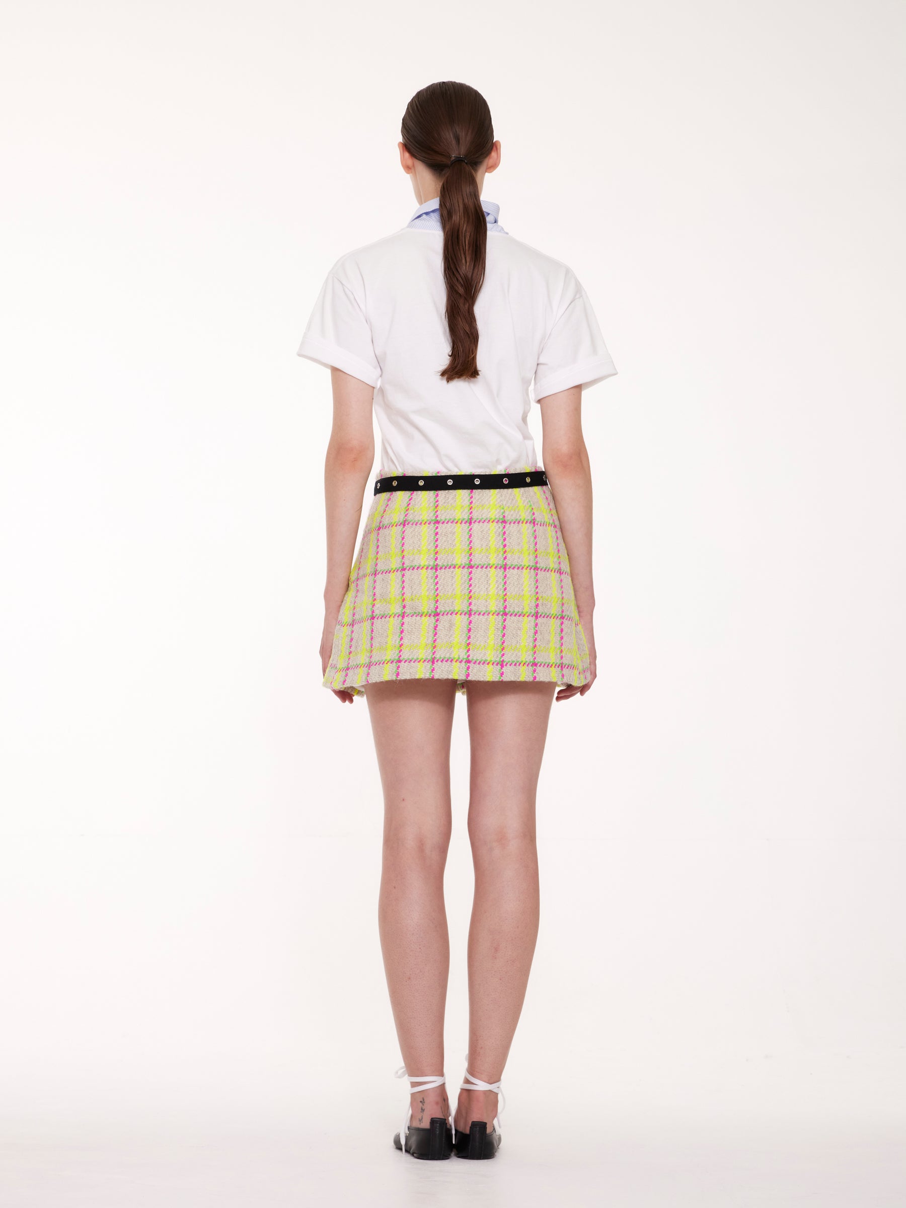NELLY Short Sleeve T-shirt - White / Blue Shirting