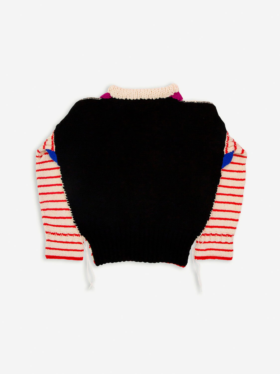 PALOMA X Hand Knitted Oversized Striped Guernsey Sweater - Red / Ecru / Black / Purple / Blue