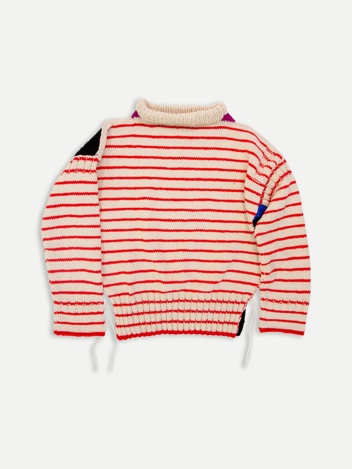 PALOMA X Hand Knitted Oversized Striped Guernsey Sweater - Red / Ecru / Black / Purple / Blue