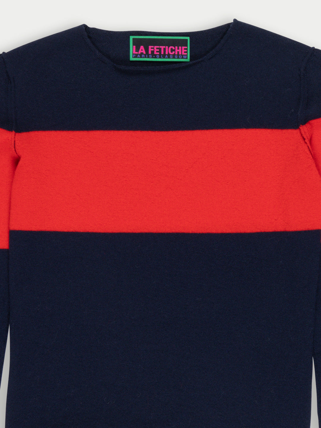 BIRTWELL fitted fine weight sweater - NAVY / RED