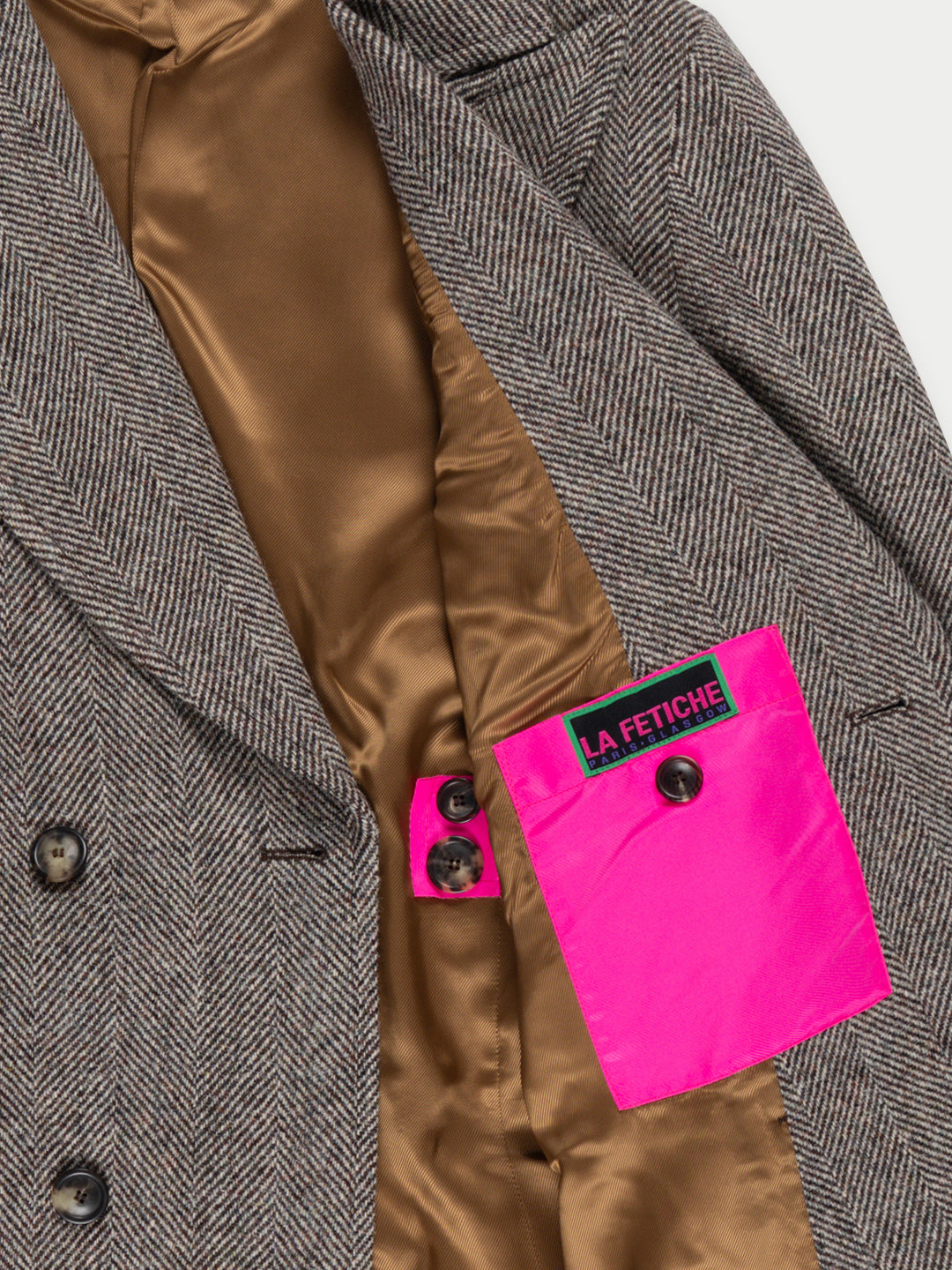 MAX Menswear Styled Overcoat - Brown Herringbone