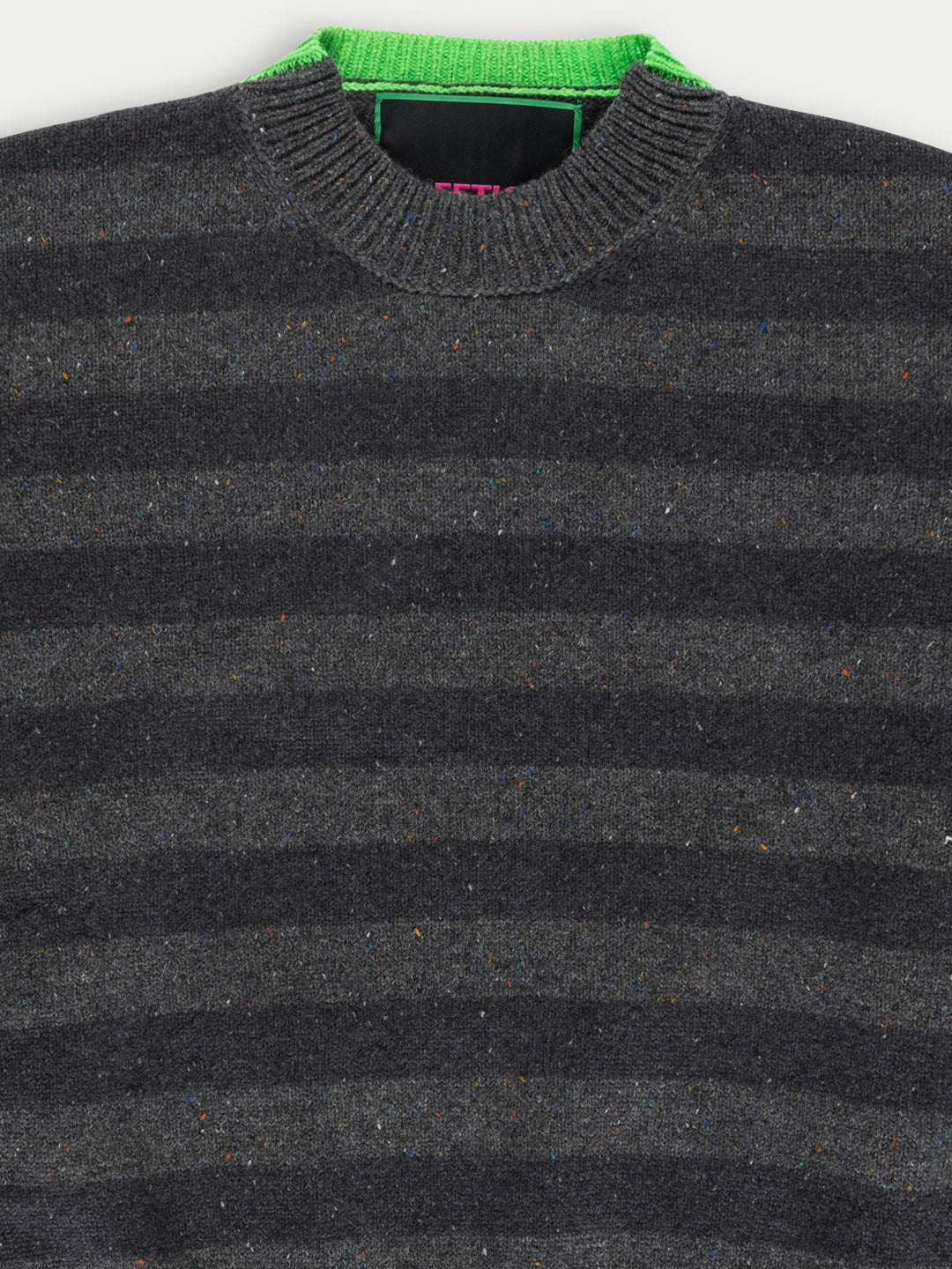 LESLIE Oversized Loose Fit Striped Sweater - Grey / Dark Grey