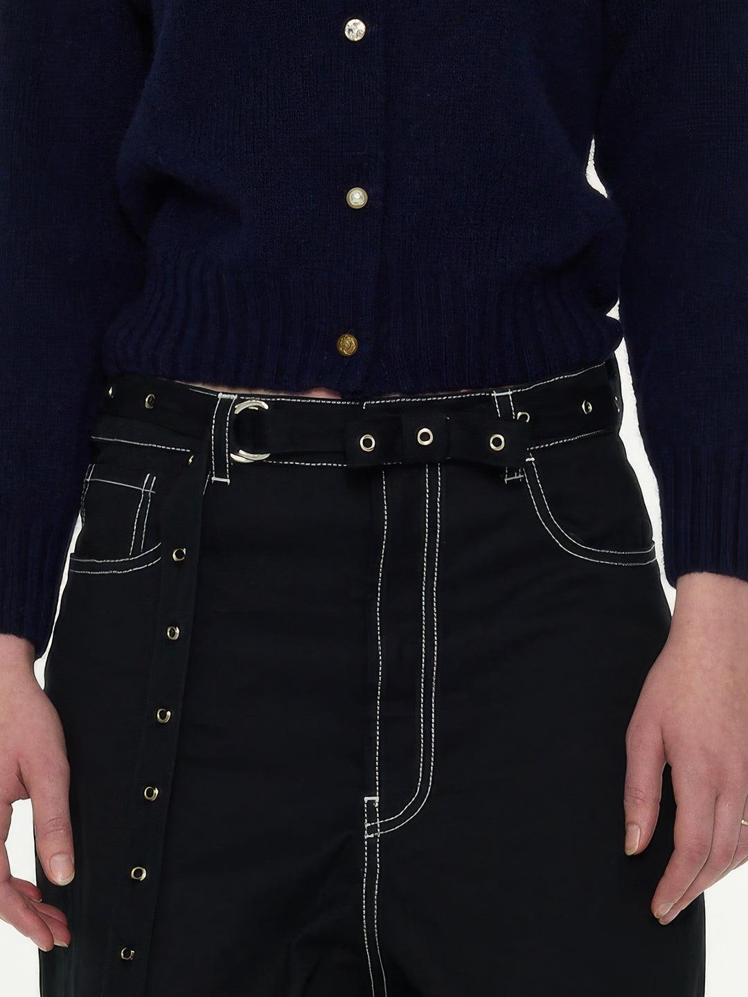 JUERGEN Contrast Stitch Boyfriend Jean - Black