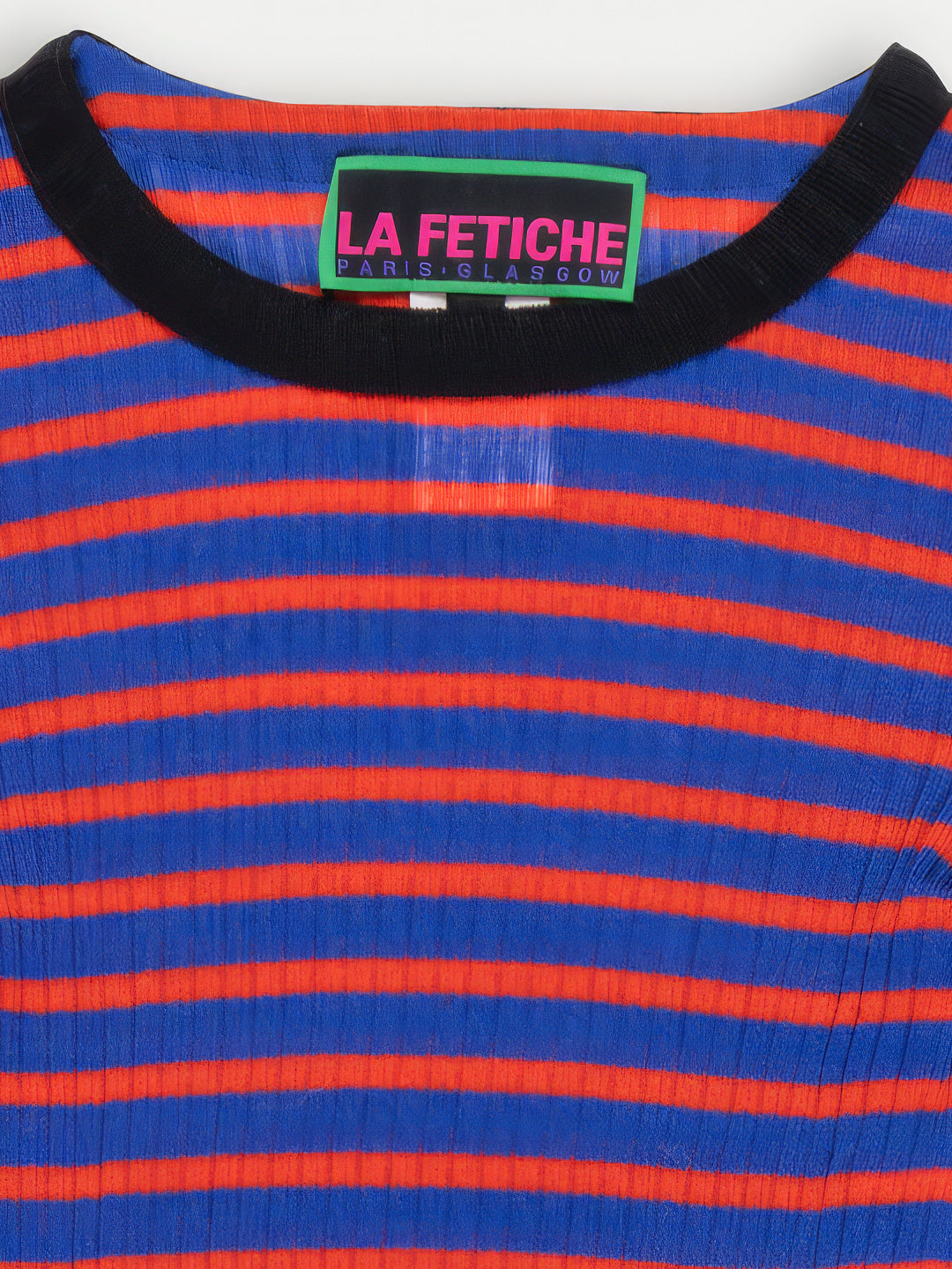 JACKIE RAYE Striped Fine Weight Ribbed Top - Blue / Red