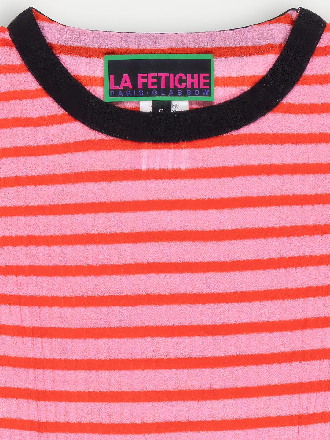 JACKIE RAYE Striped Fine Weight Ribbed Top - Pink / Red