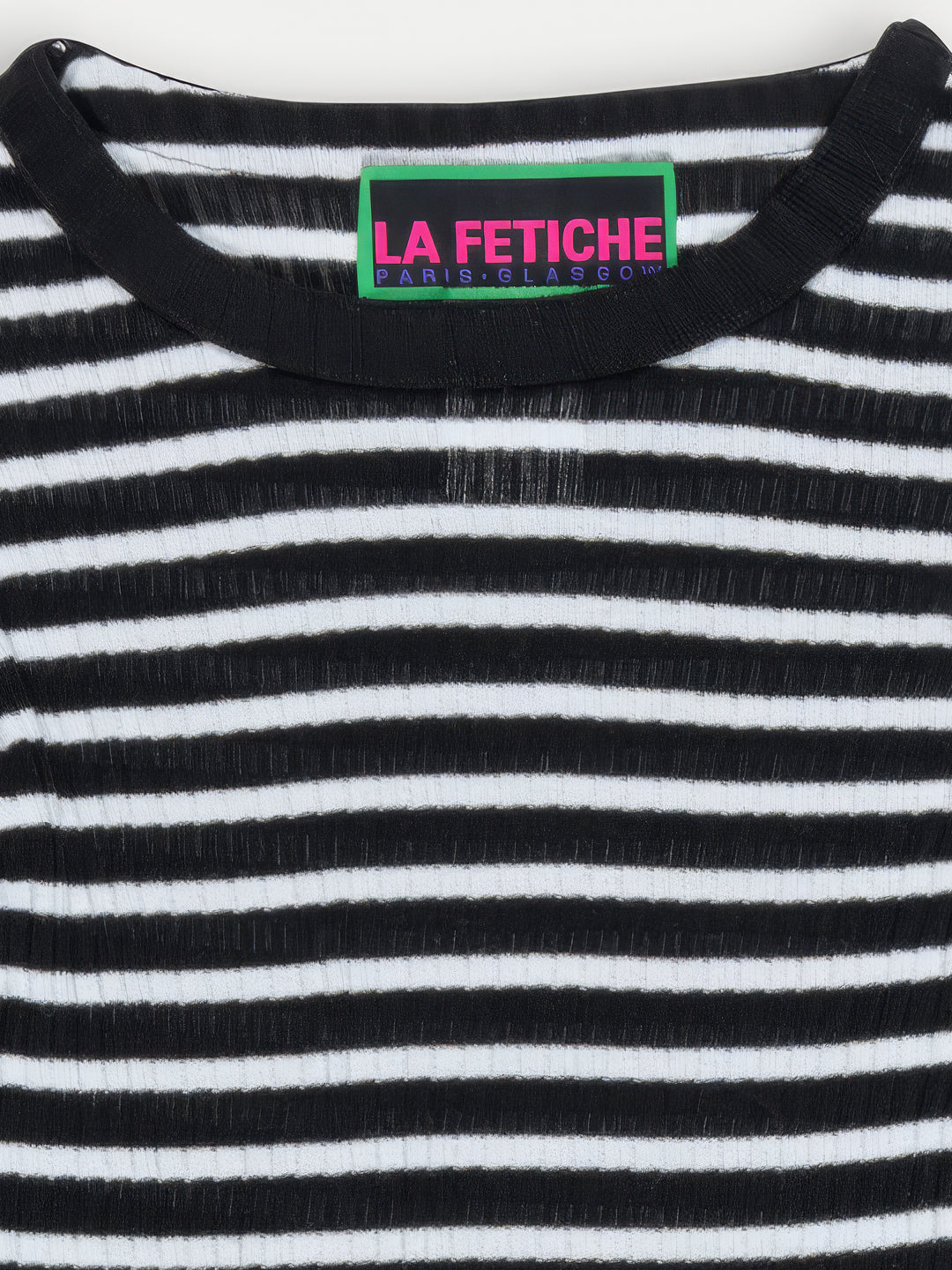 JACKIE RAYE Striped Fine Weight Ribbed Top - Black / Light Blue