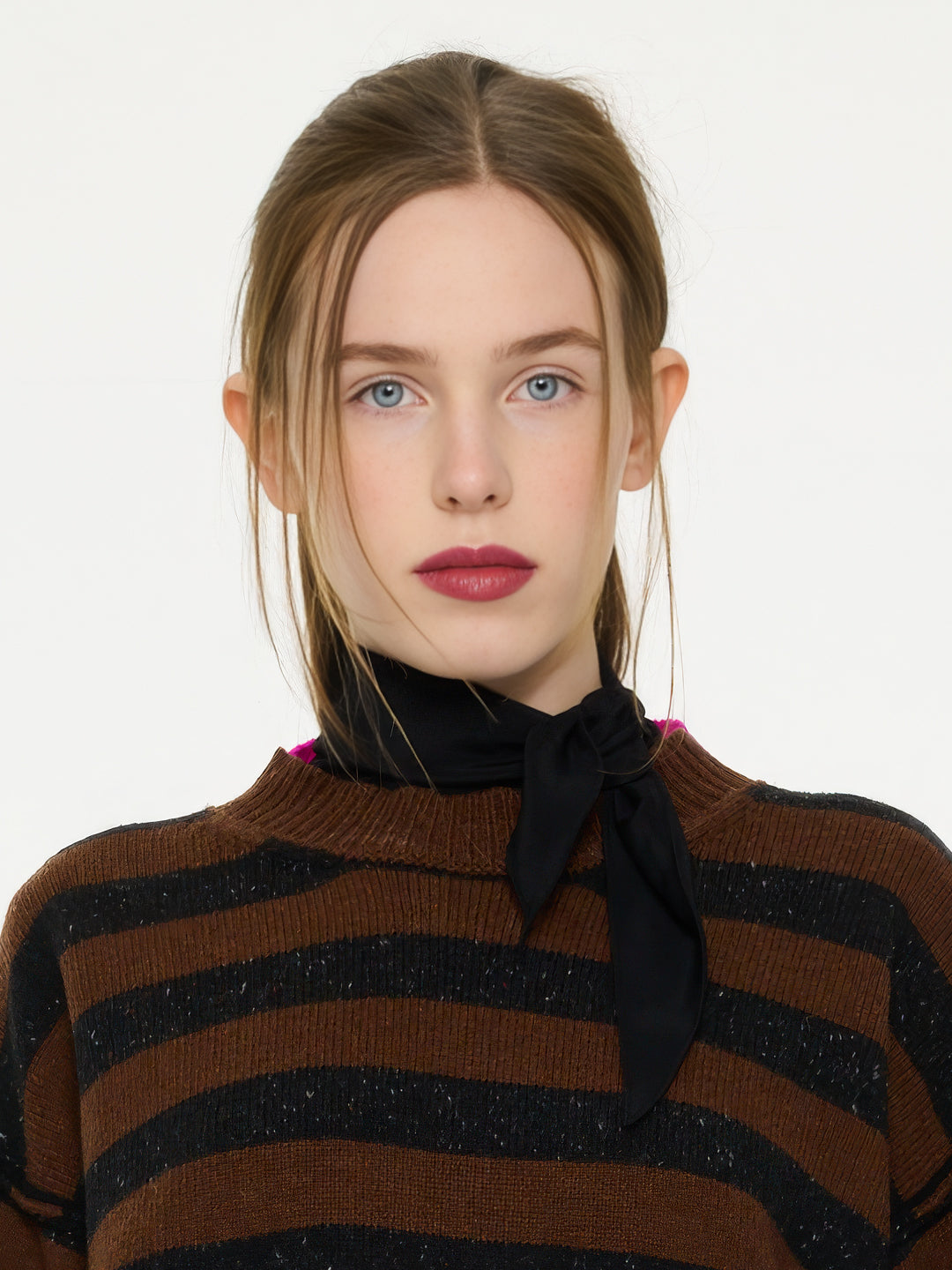 LESLIE Unisex Loose Fit Striped Sweater- Brown/ Black