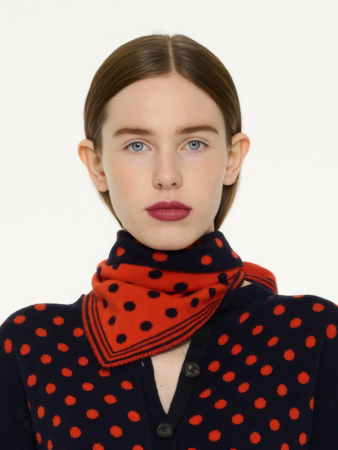LIVA Reversible Polka Dot Foulard - Navy / Red