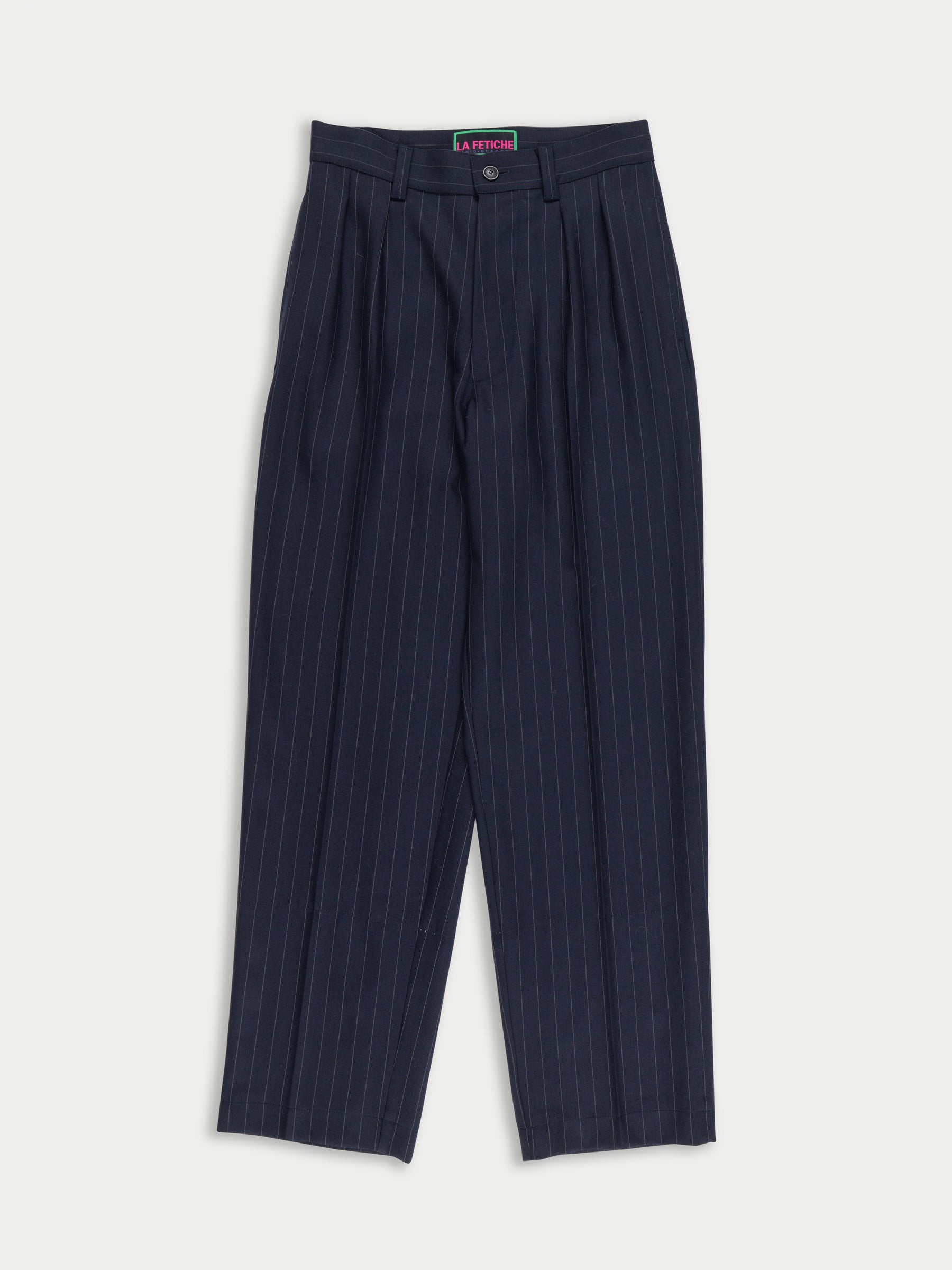 DAHO Pleated Tailored Pant - Navy Pinstripes