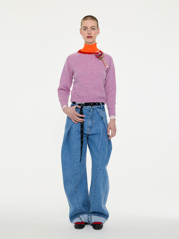 FIFI Crew Neck Shetland Sweater - Lilac