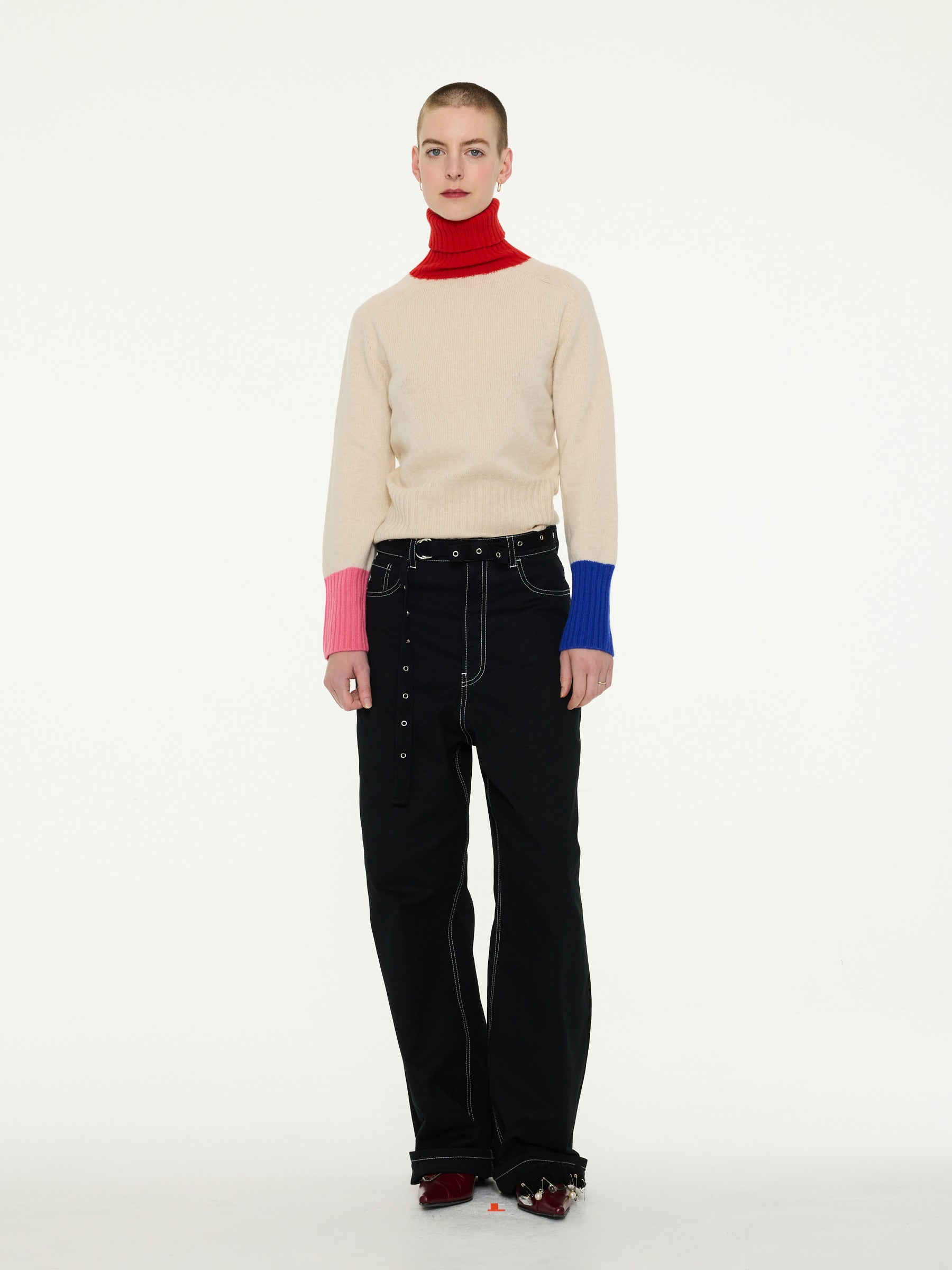 RUDI Traditional Seam-free Polo Sweater - Ecru / Pink / Blue / Red
