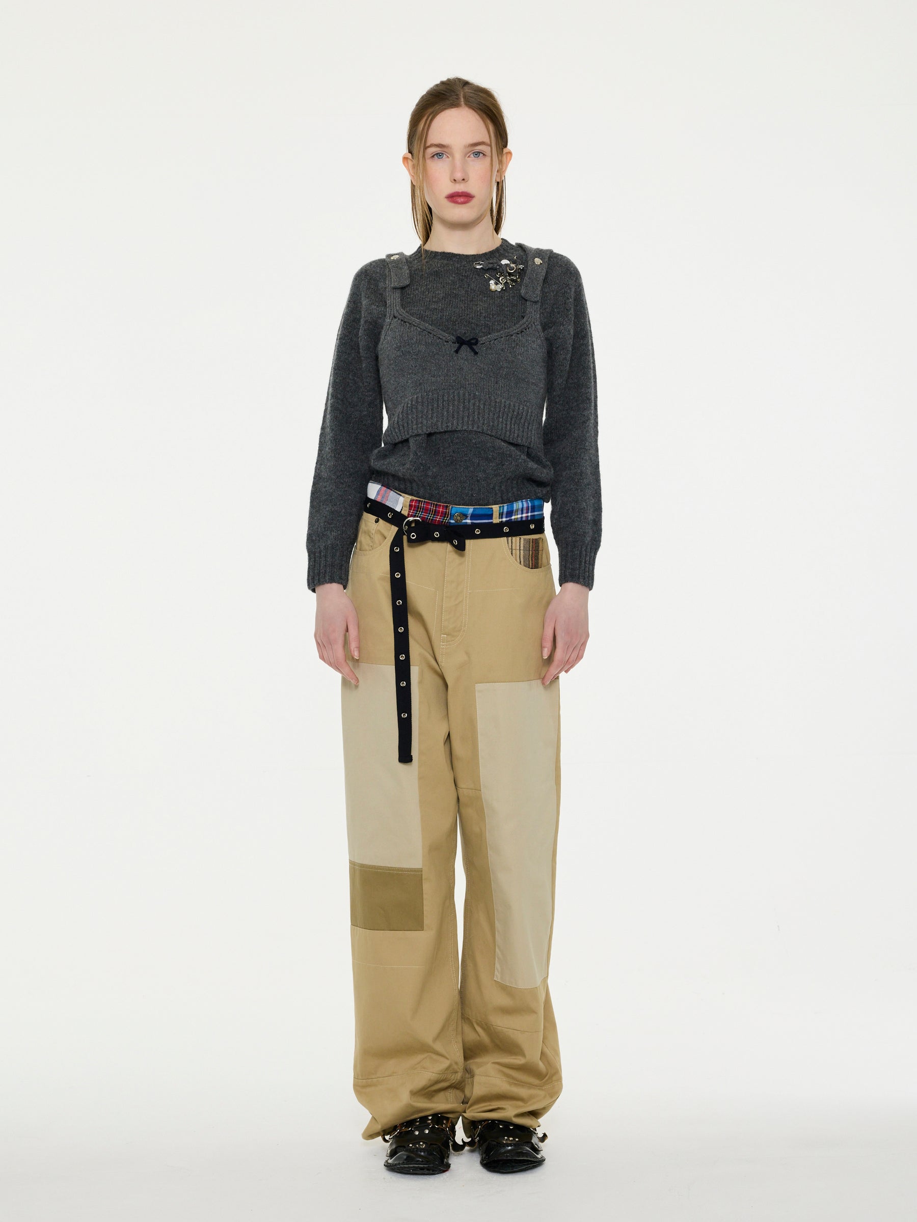 FIFI Crew Neck Shetland Sweater - Dark Grey