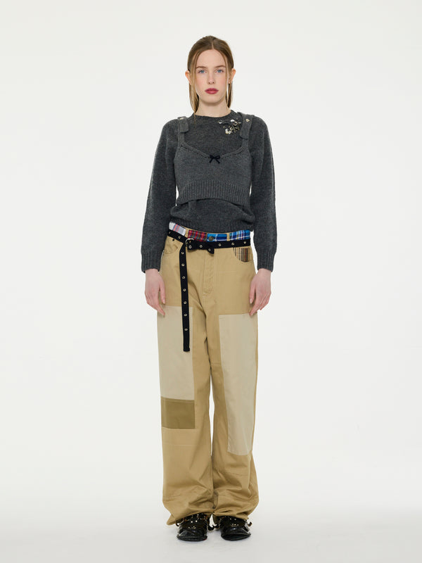 FIFI Crew Neck Shetland Sweater - Dark Grey