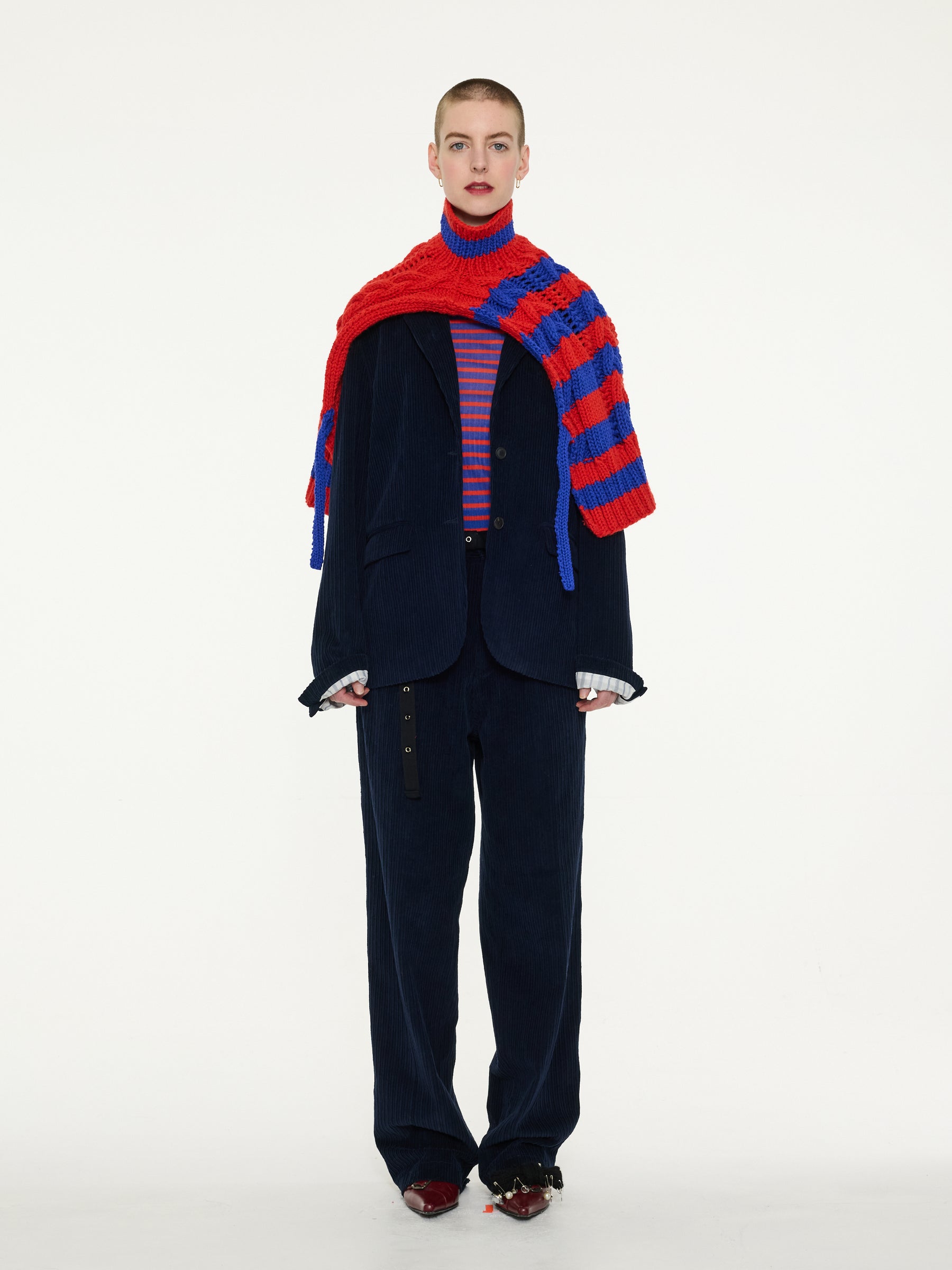 POSY Striped Cable Knit Vest - Red /  Blue
