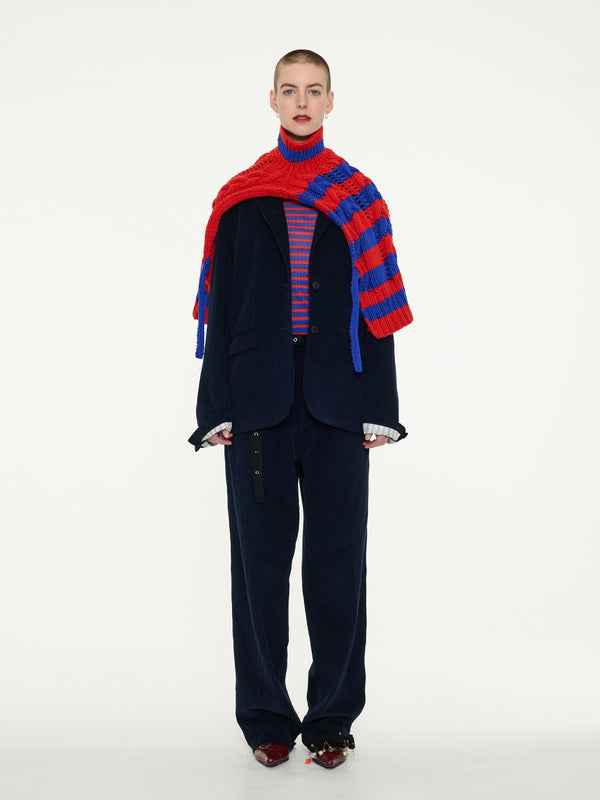 POSY Striped Cable Knit Vest - Red /  Blue