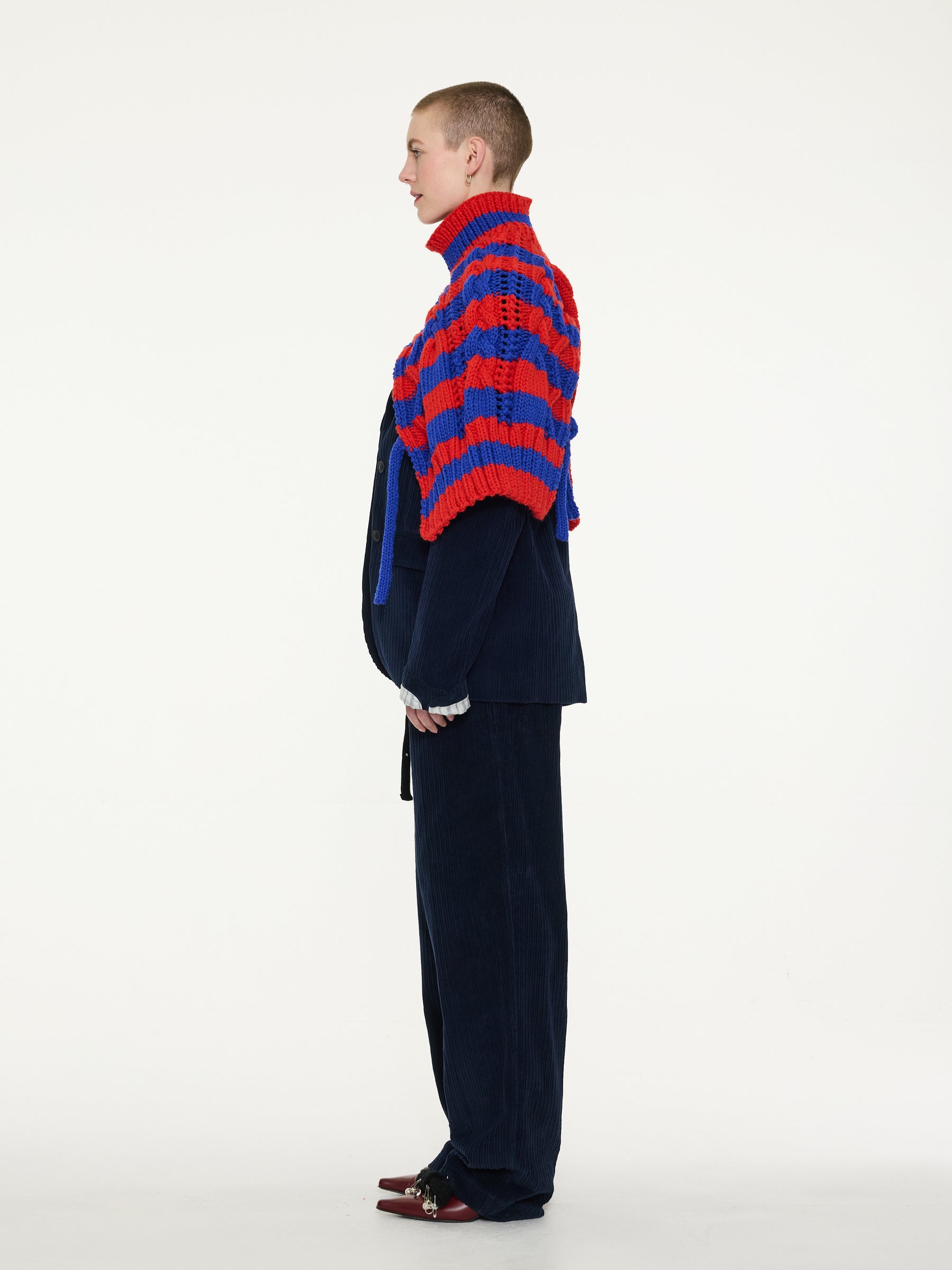 POSY Striped Cable Knit Vest - Red /  Blue